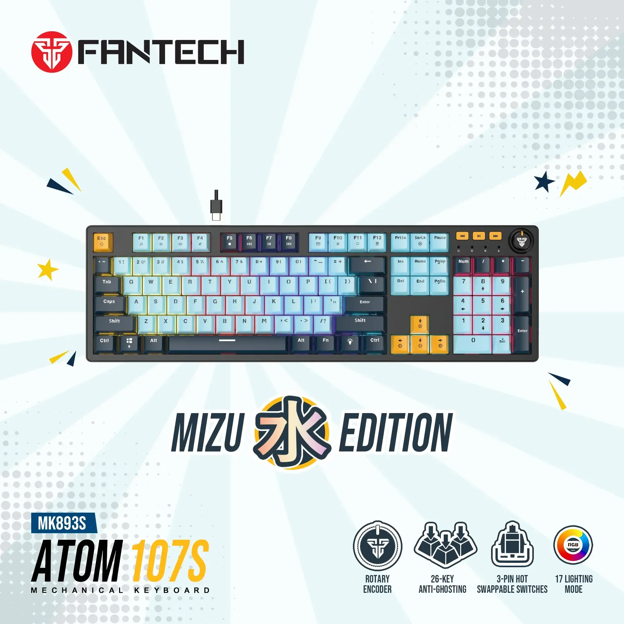 Fantech MK893s ATOM107s Mechanical Gaming Keyboard - Image 4