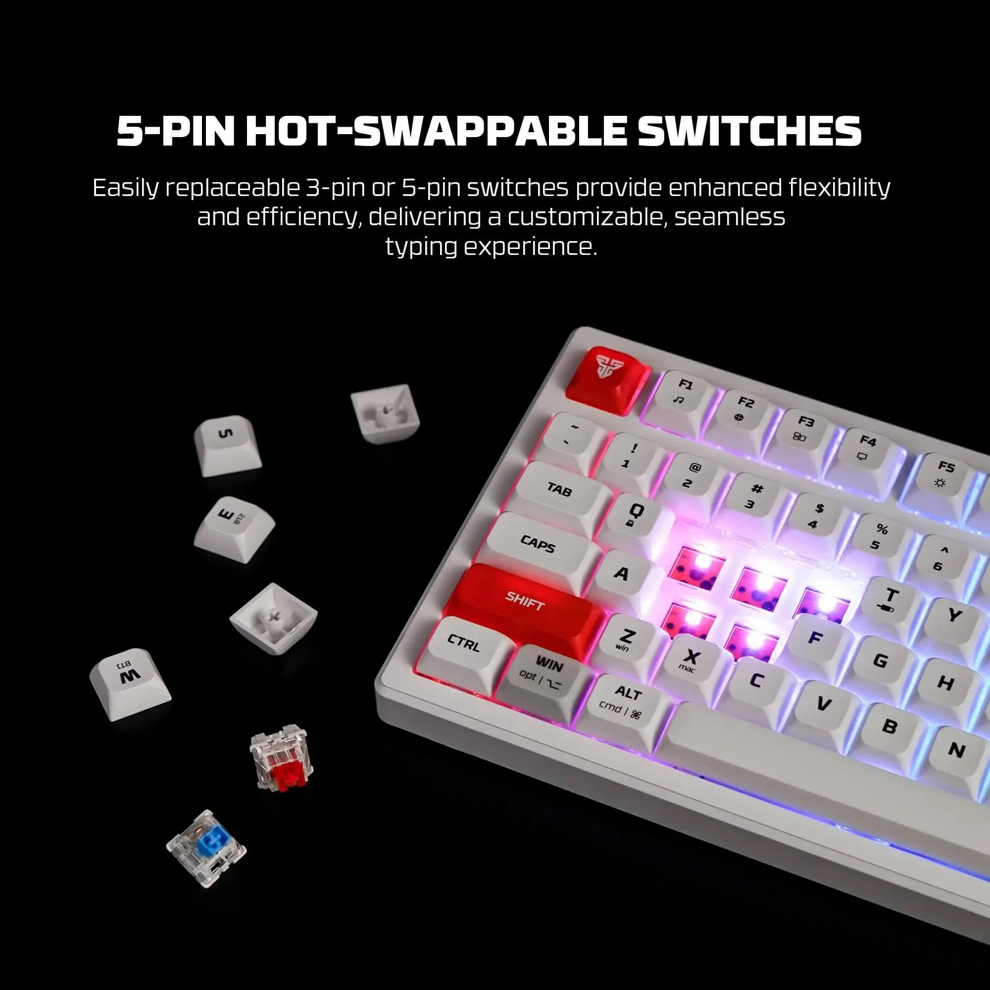 FANTECH MK917 ATOM PRO79 WIRELESS MECHANICAL GAMING KEYBOARD WHITE - Image 2