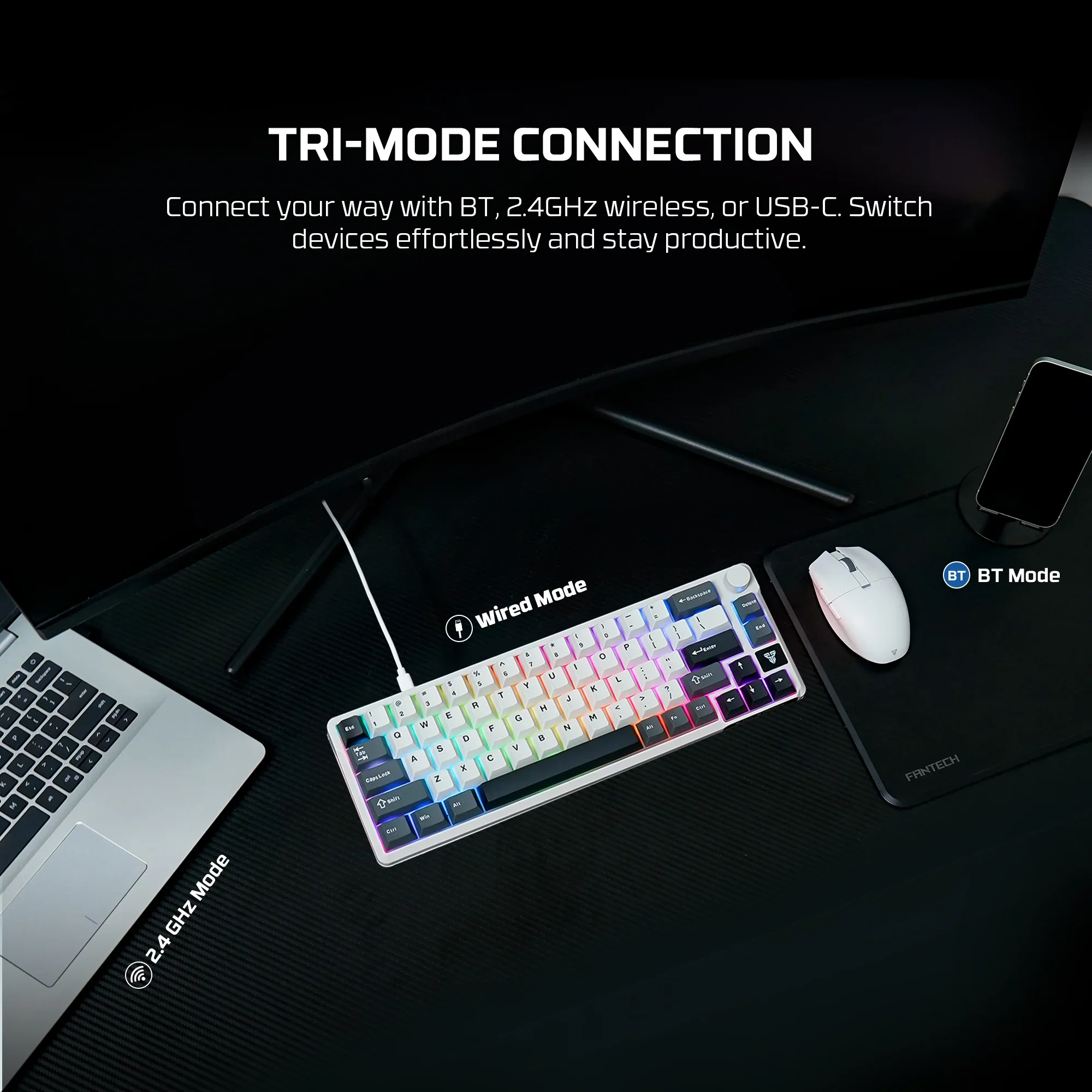 Fantech MK919 ATOM PRO66 Mechanical Keyboard - Gray - Image 3