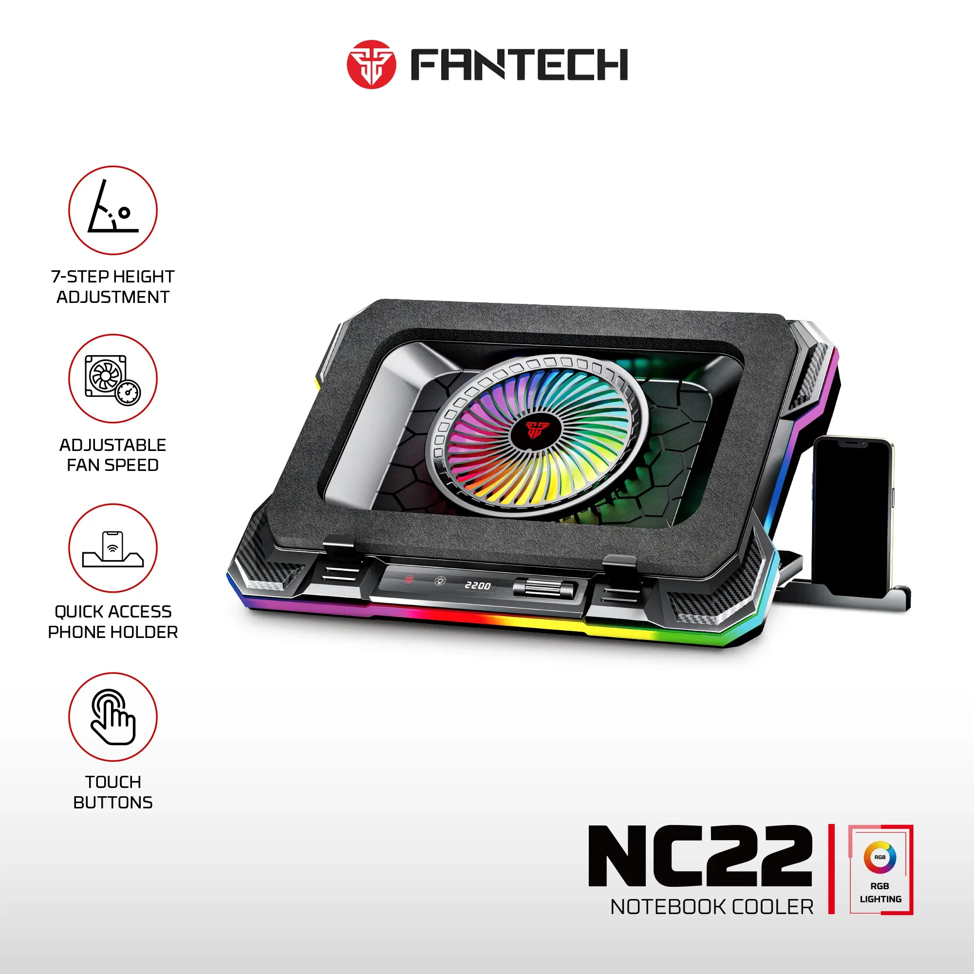 FANTECH NC22 NOTEBOOK COOLER LAPTOP COOLING PAD - Image 5