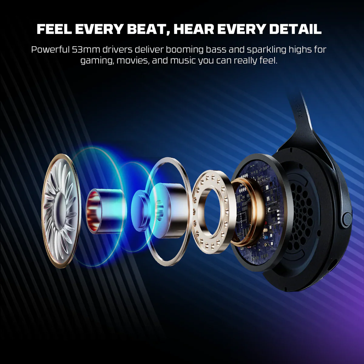 FANTECH ORBITA WHG07 WIRELESS TRI MODE BLACK GAMING HEADSET - Image 6