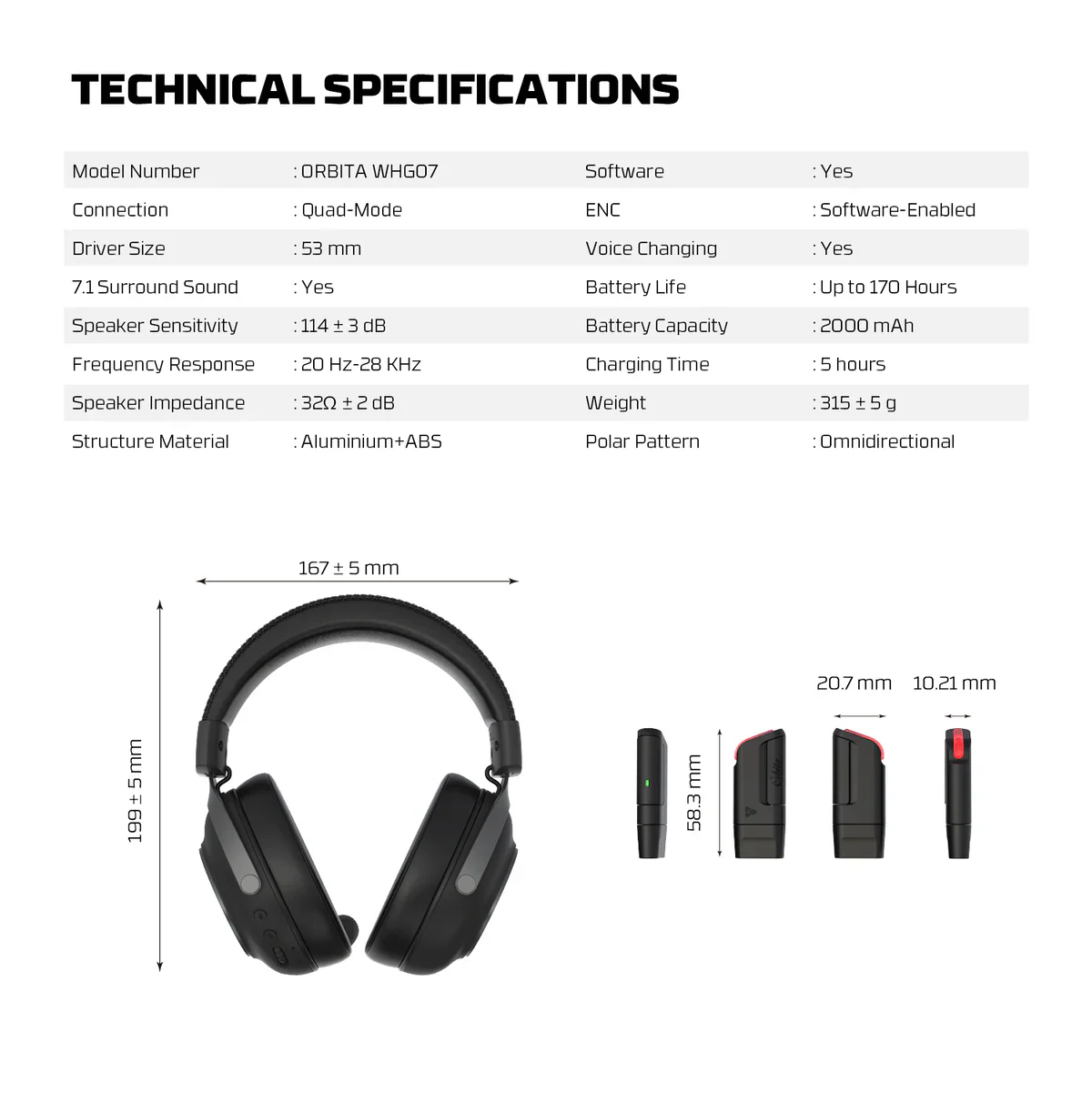 FANTECH ORBITA WHG07 WIRELESS TRI MODE BLACK GAMING HEADSET - Image 8