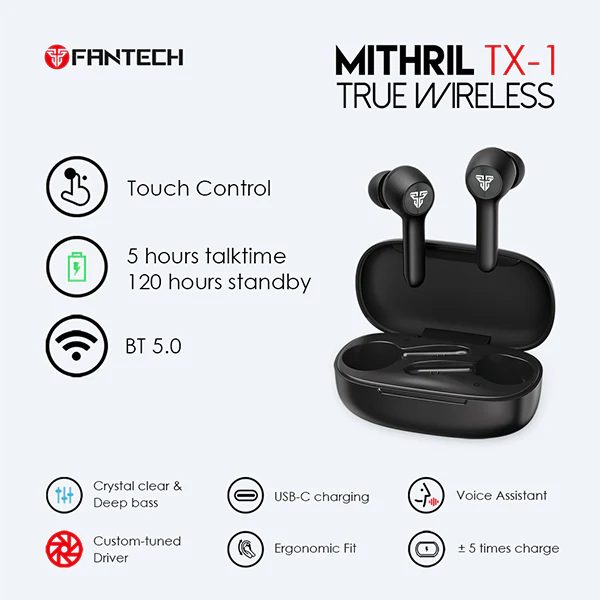Fantech TX-1 MITHRIL 5.0 Wireless Earphones - Image 4