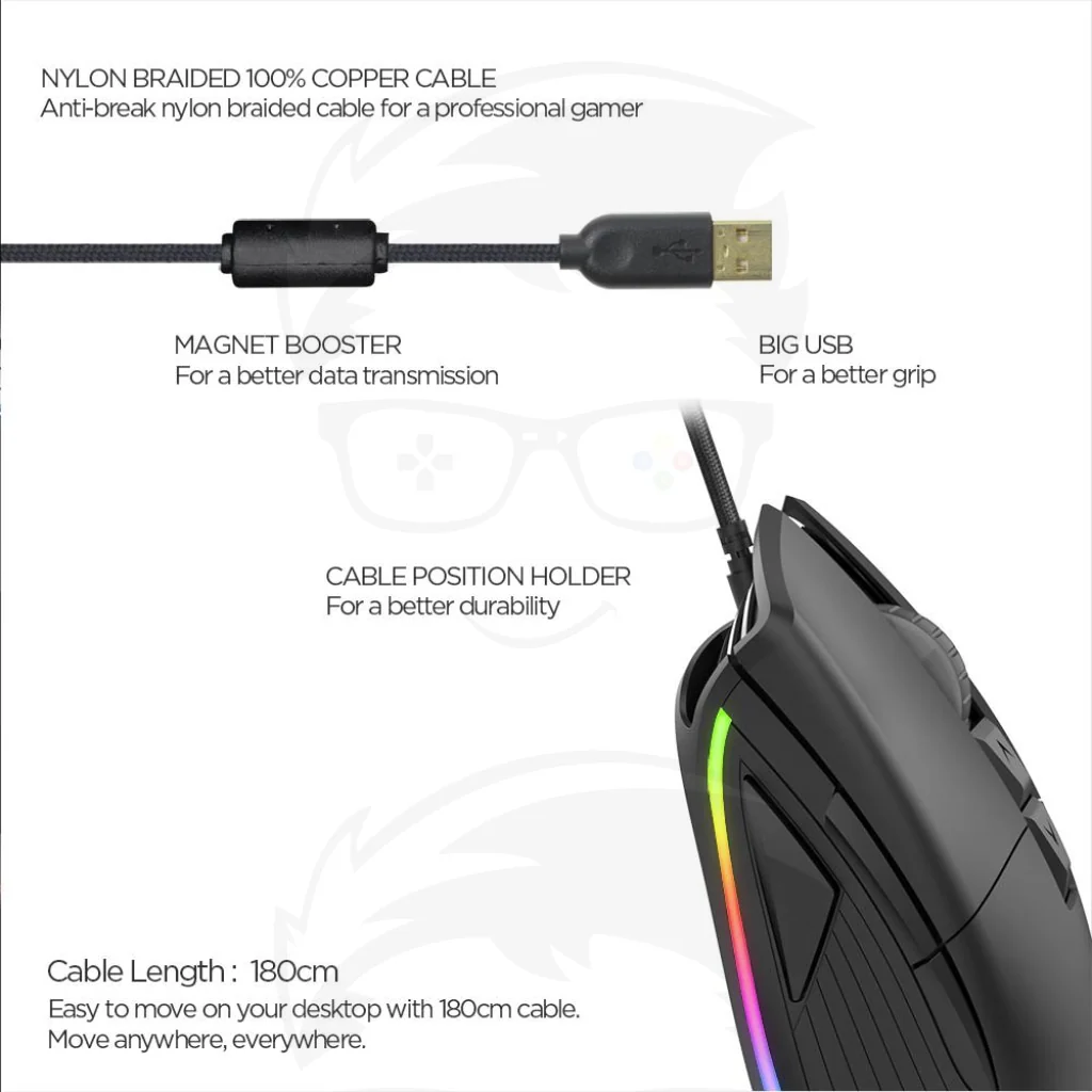 Fantech UX1 Hero Ultimate Macro RGB Gaming Mouse - Black - Image 4