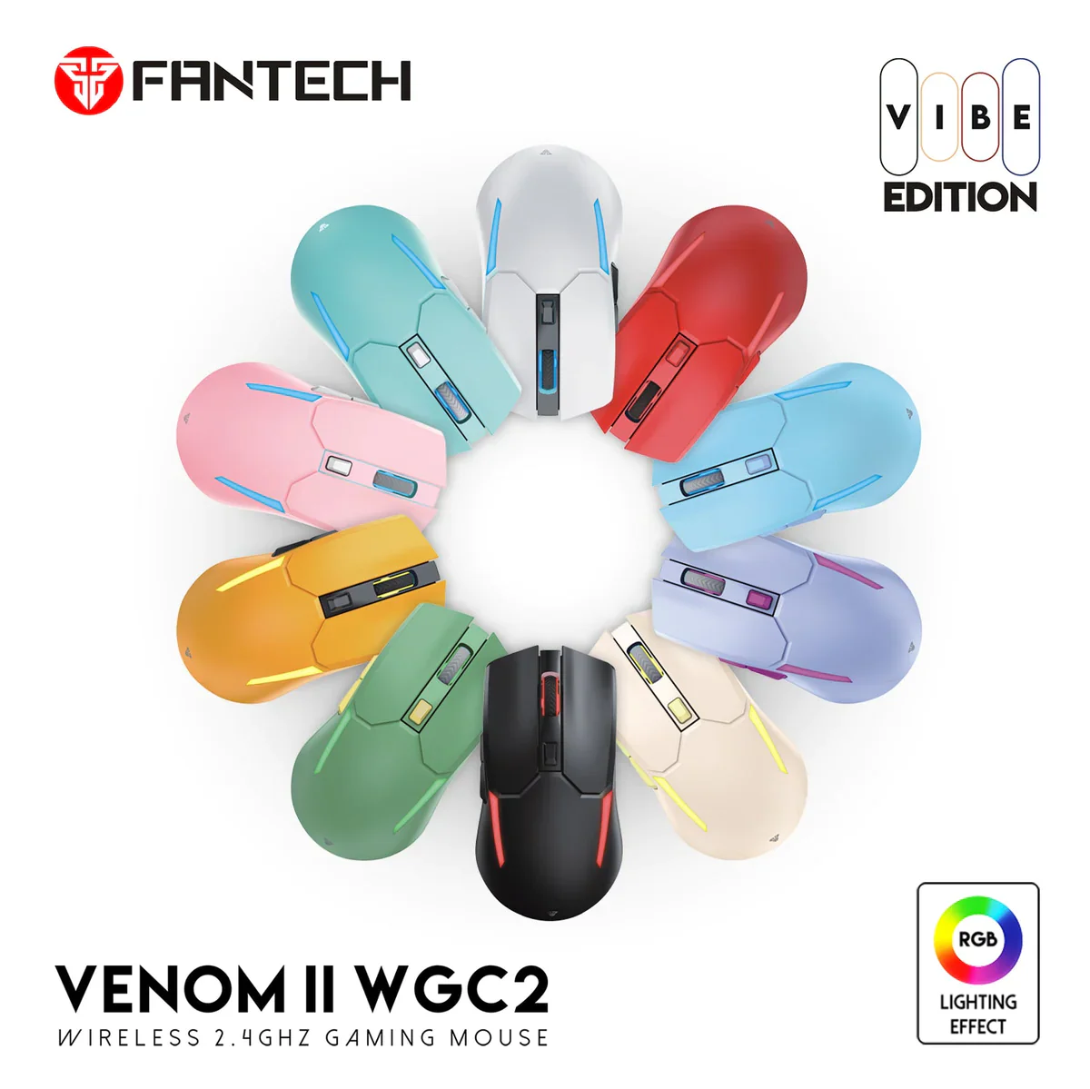 Fantech Venom II WGC2 Wireless 2.4Hz Gaming Mouse VIBE Edition - Image 6