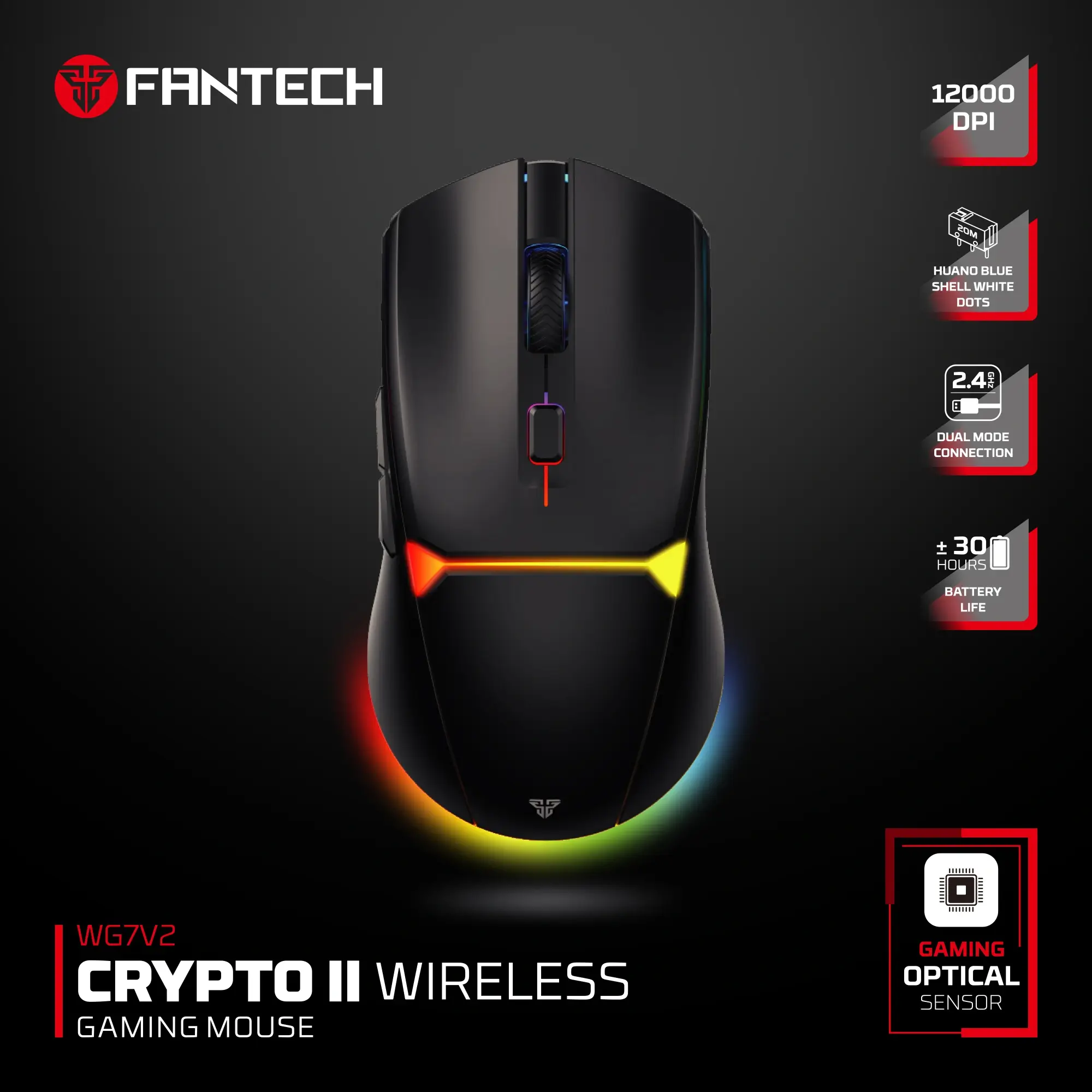 FANTECH WG7V2 CRYPTO II WIRELESS GAMING MOUSE - Image 4