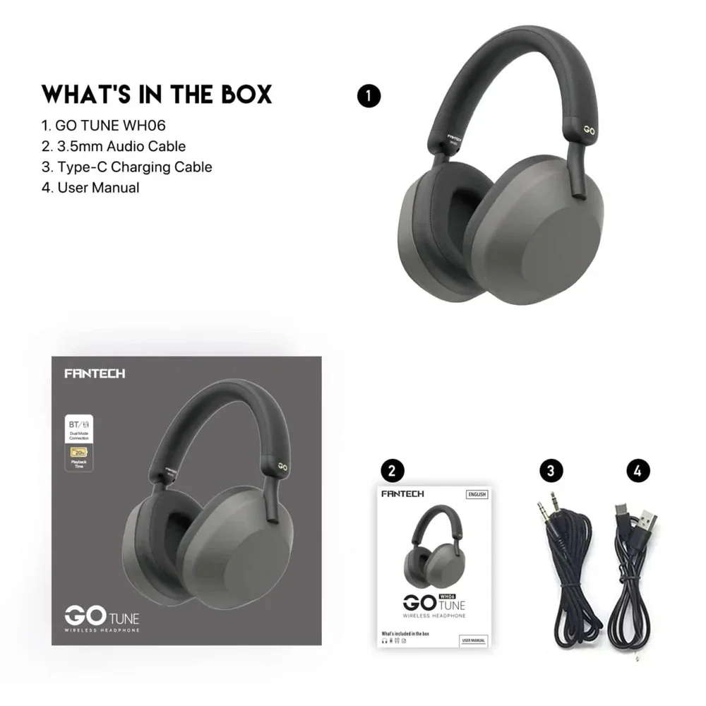 Fantech WH06 Go Tune Wired & Wireless Blutooth Headset - Image 2