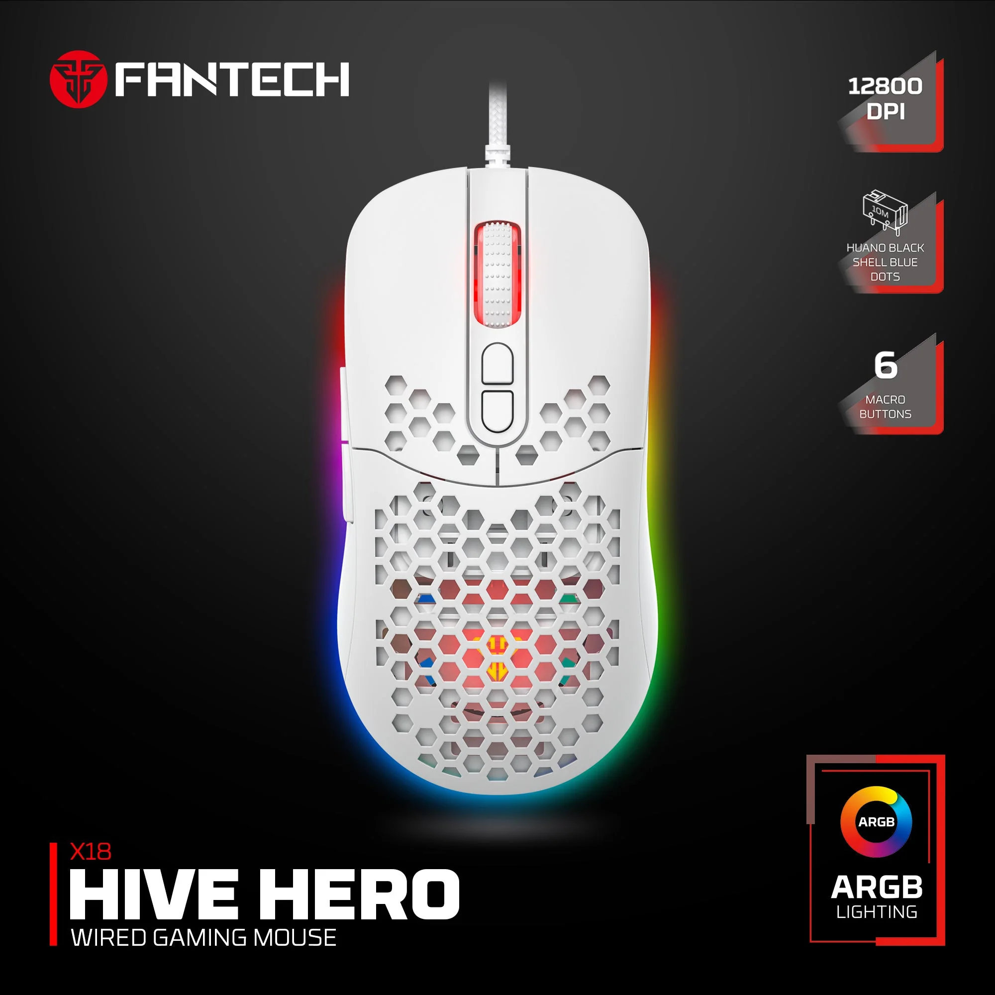 FANTECH X18 HIVE HERO RGB GAMING MOUSE - Image 7