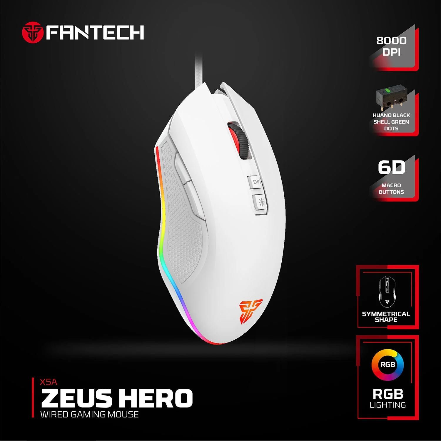 FANTECH X5A ZEUS HERO RGB GAMING MOUSE - Image 2