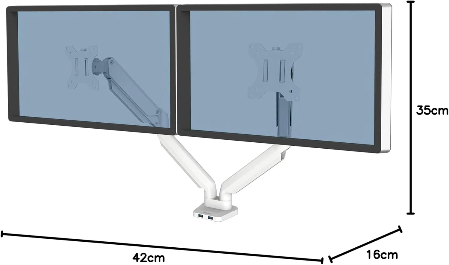 Fellowes Platinum Series Dual Monitor ARM White - Image 2