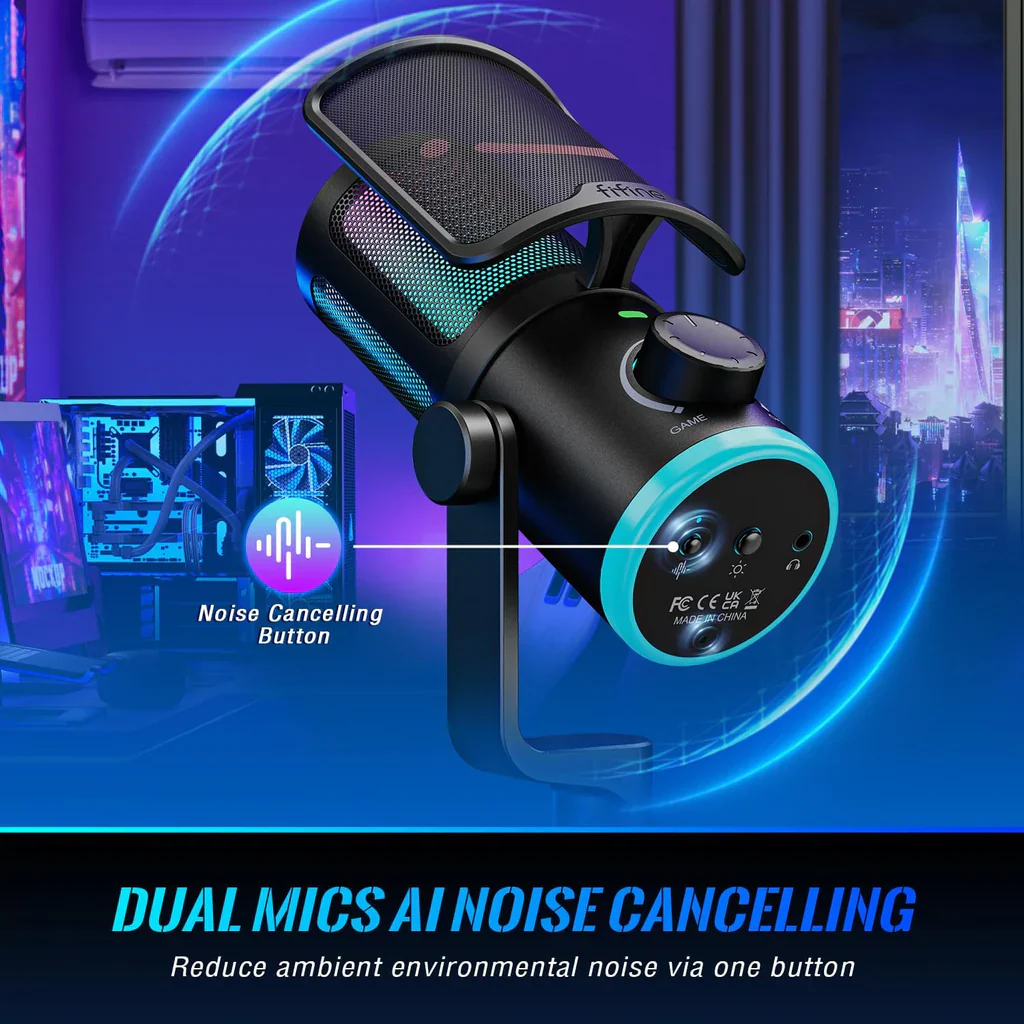Fifine Ampligame AM6 Condenser Mic With Game, chat Mix, Noise Suppression - Image 2