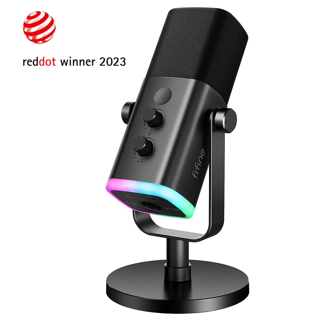 Fifine Ampligame AM8 RGB USB, XLR Dynamic Mic With Touch-mute