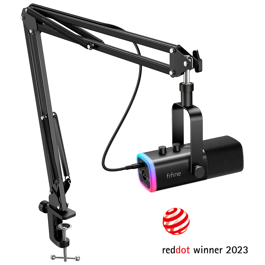 Fifine Ampligame AM8 RGB USB, XLR Dynamic Mic With Touch-mute - Image 12