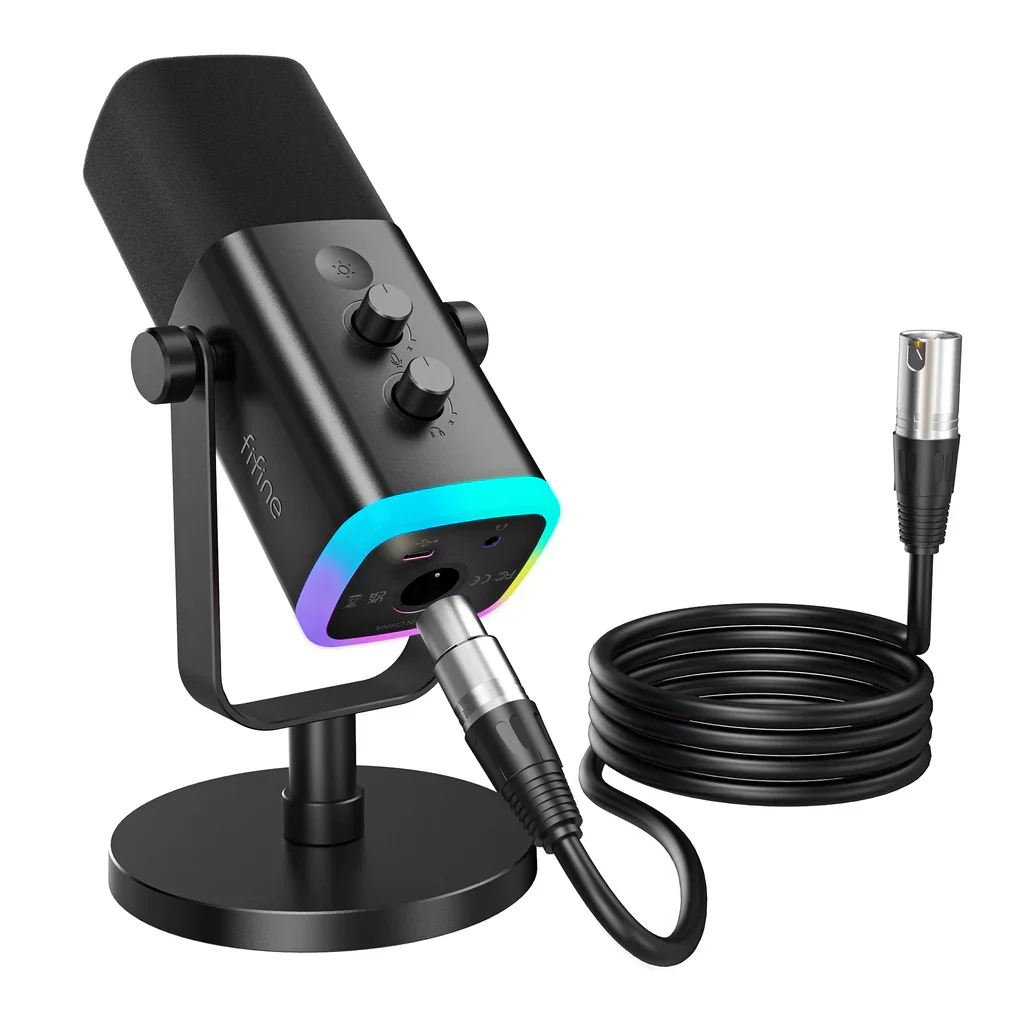 Fifine Ampligame AM8 RGB USB, XLR Dynamic Mic With Touch-mute - Image 2