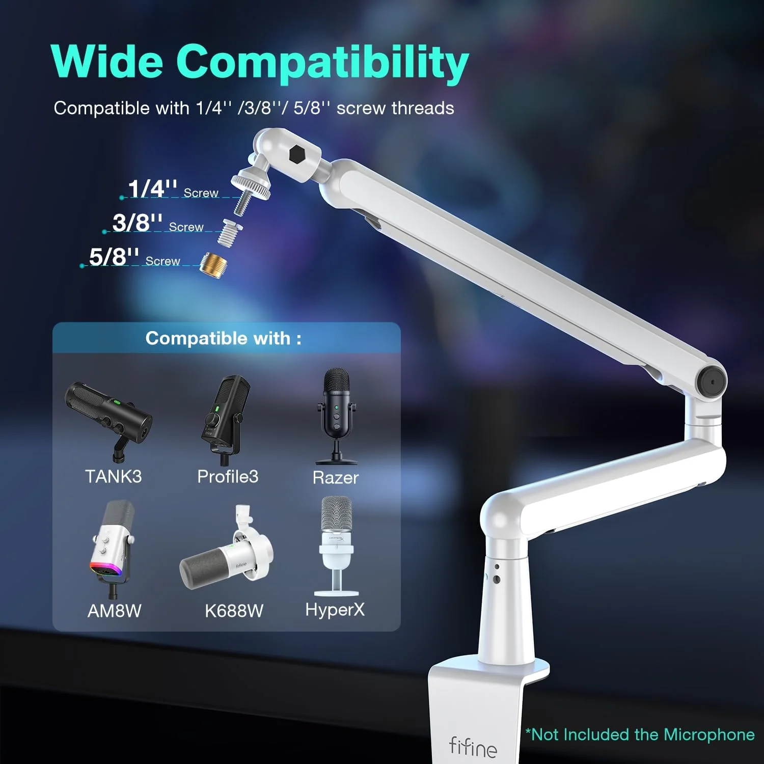 FIFINE BM88 PREMIUM BOOM ARM STAND WHITE - Image 3