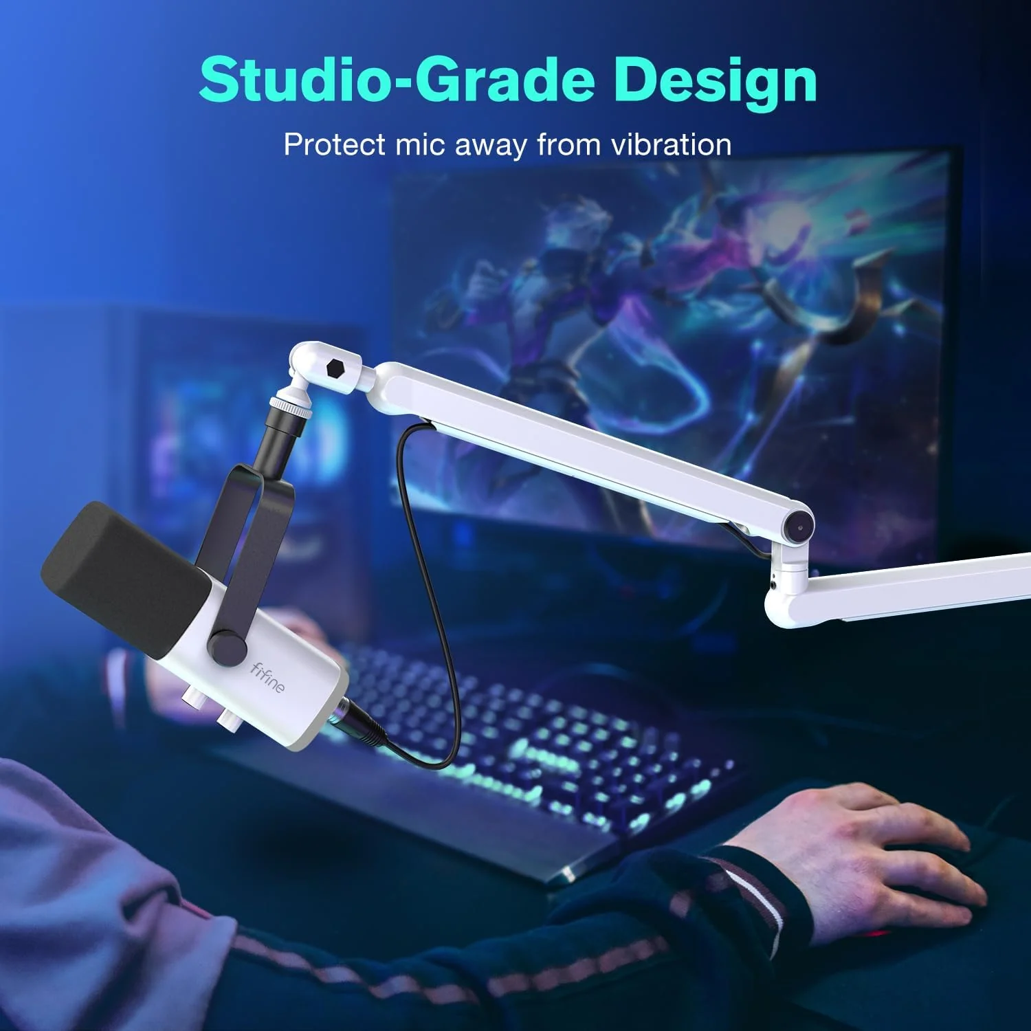 FIFINE BM88 PREMIUM BOOM ARM STAND WHITE - Image 4