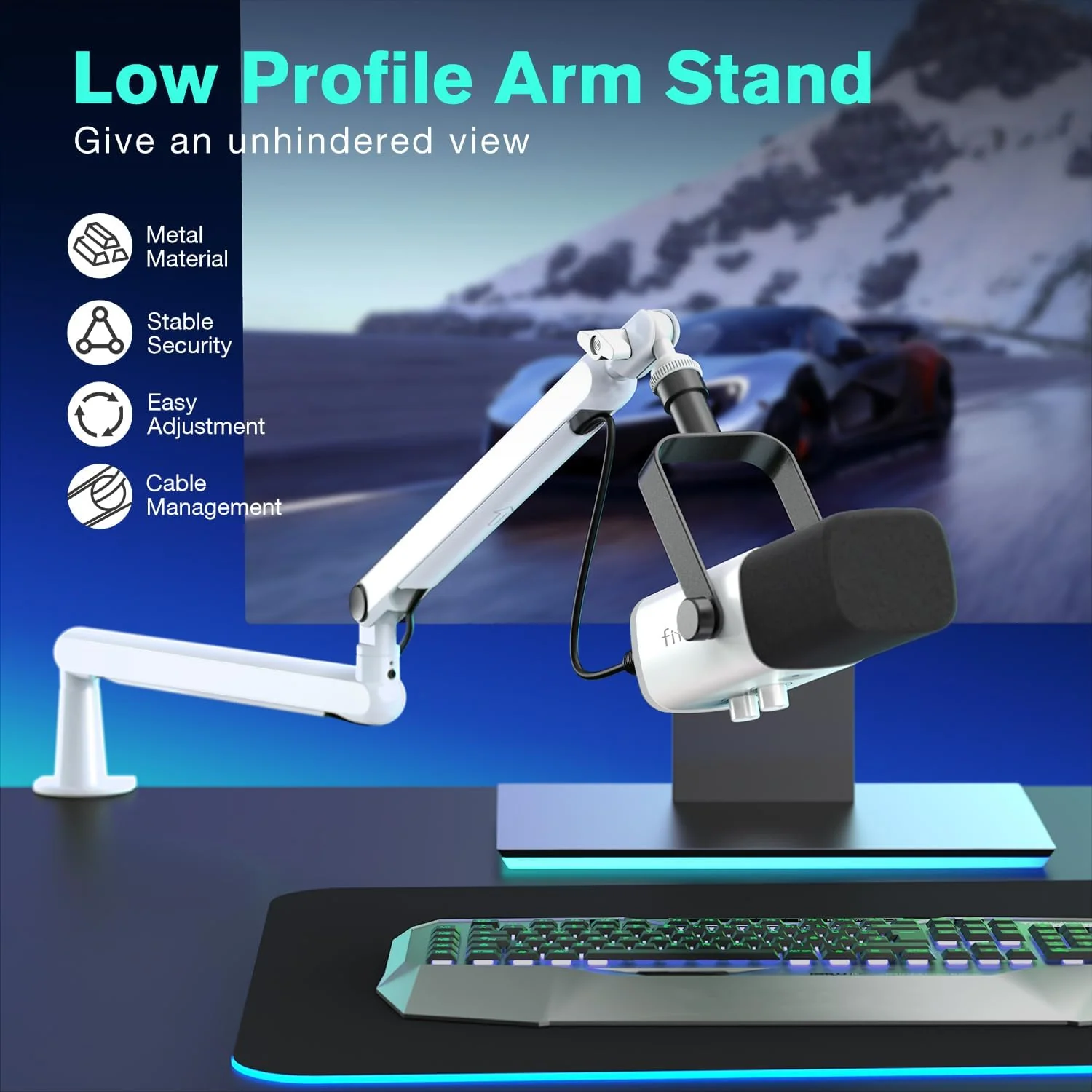 FIFINE BM88 PREMIUM BOOM ARM STAND WHITE - Image 5