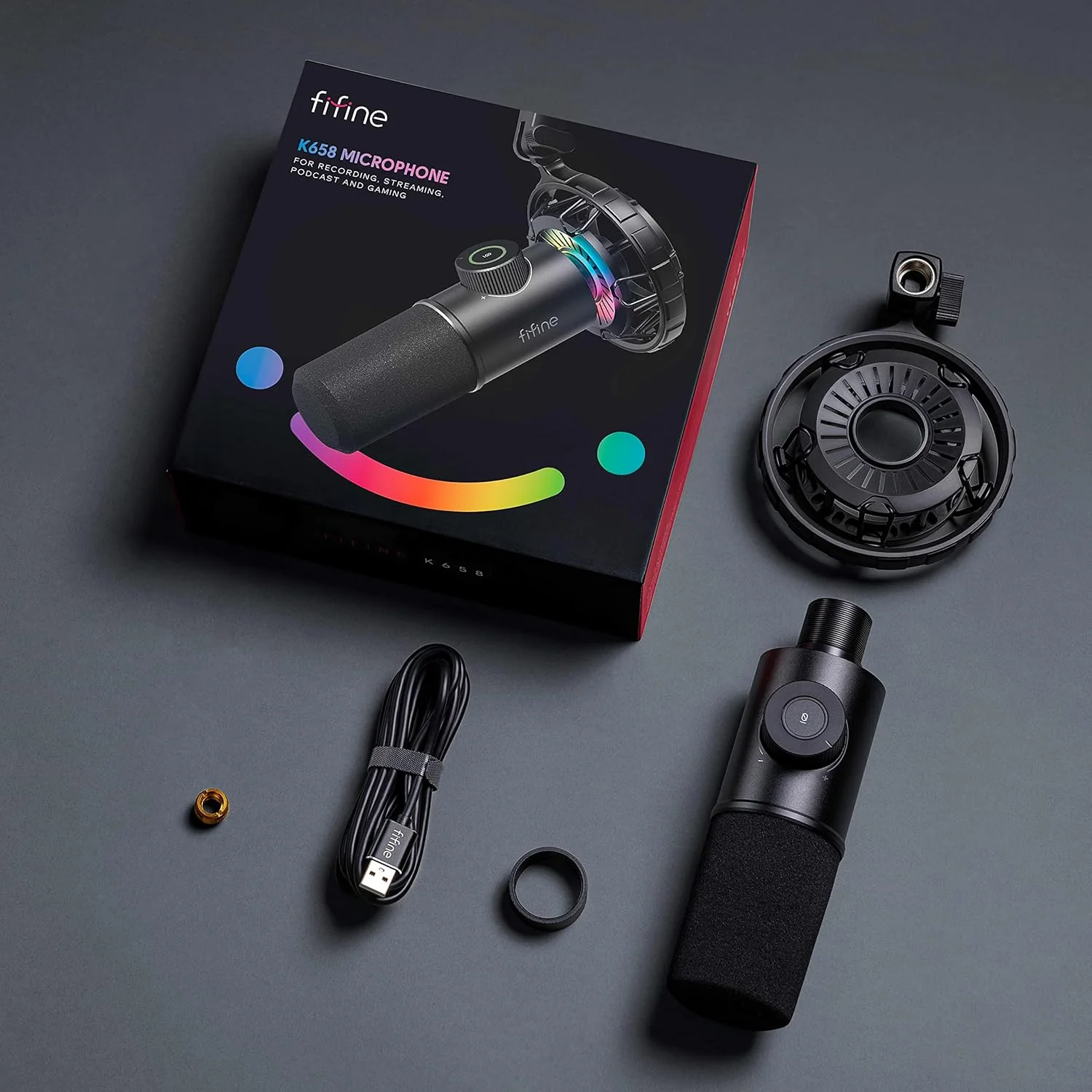 FIFINE K658 USB Gaming Microphone, RGB Dynamic Mic for PC - Image 2