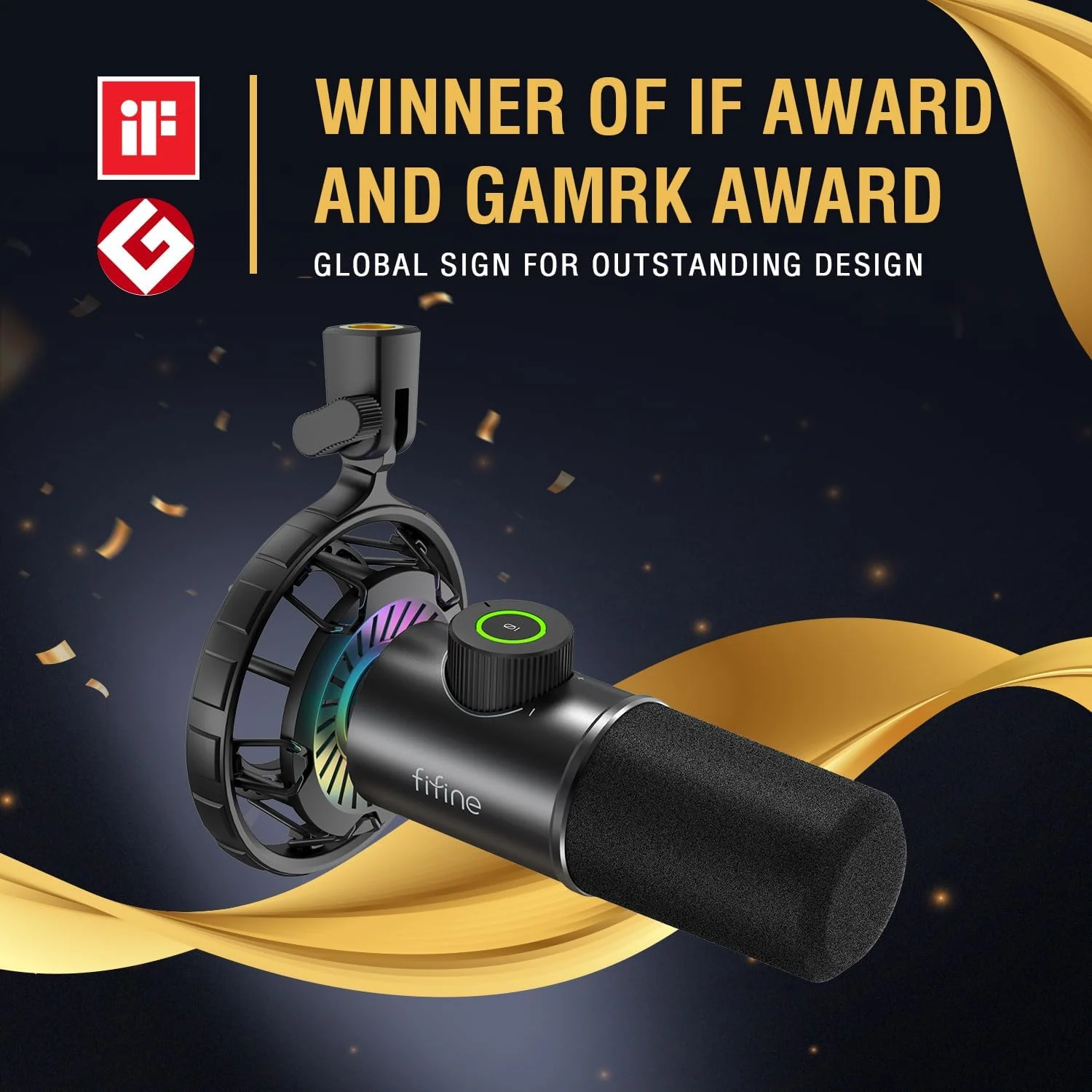 FIFINE K658 USB Gaming Microphone, RGB Dynamic Mic for PC - Image 3