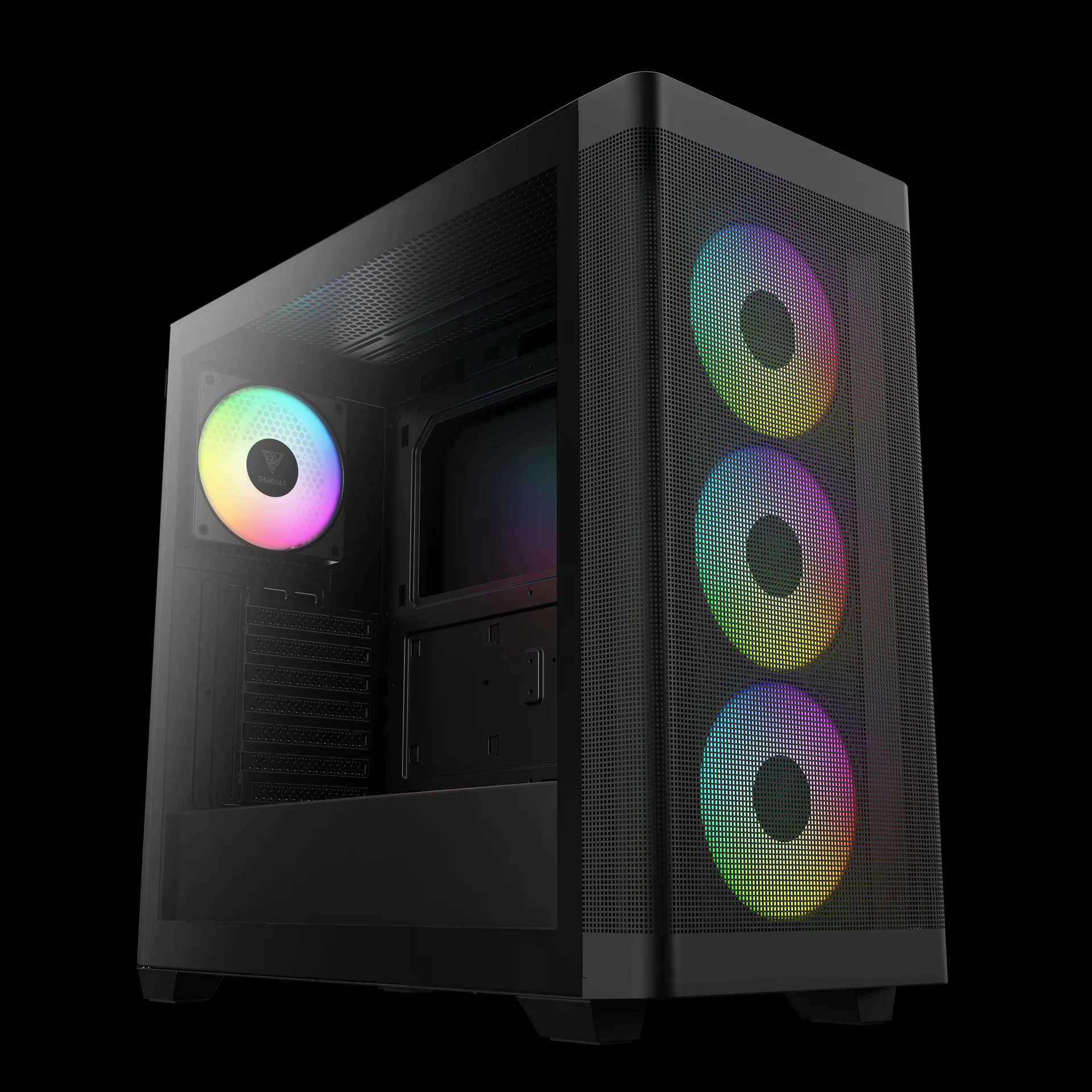 GAMDIAS ATHENA M3 ARGB Mid Tower Gaming Case - Black - Image 2