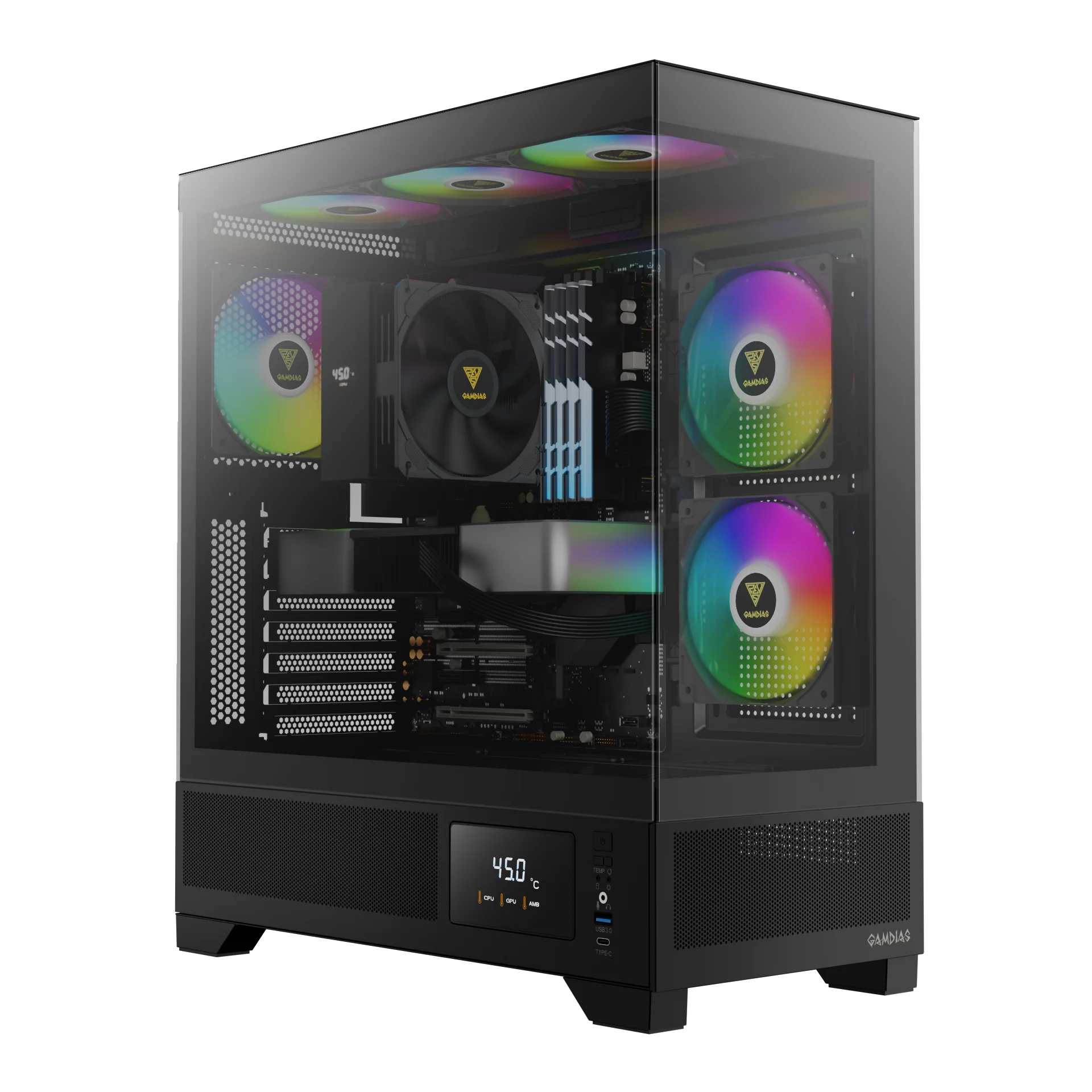 GAMDIAS ATLAS M1 ARGB Mid Tower Gaming Case - Black