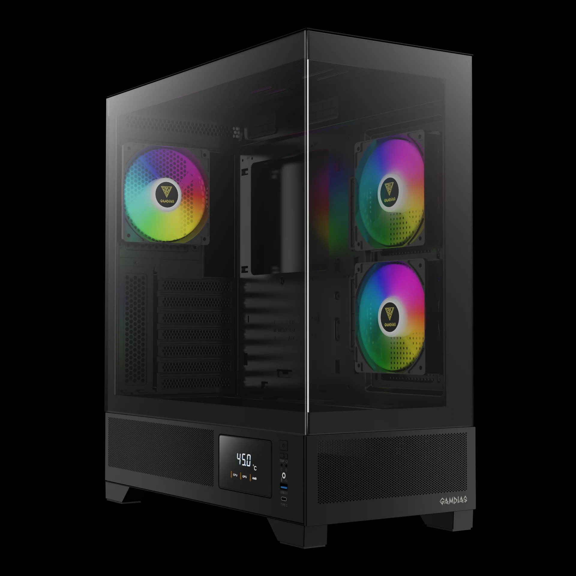 GAMDIAS ATLAS M1 ARGB Mid Tower Gaming Case - Black - Image 2
