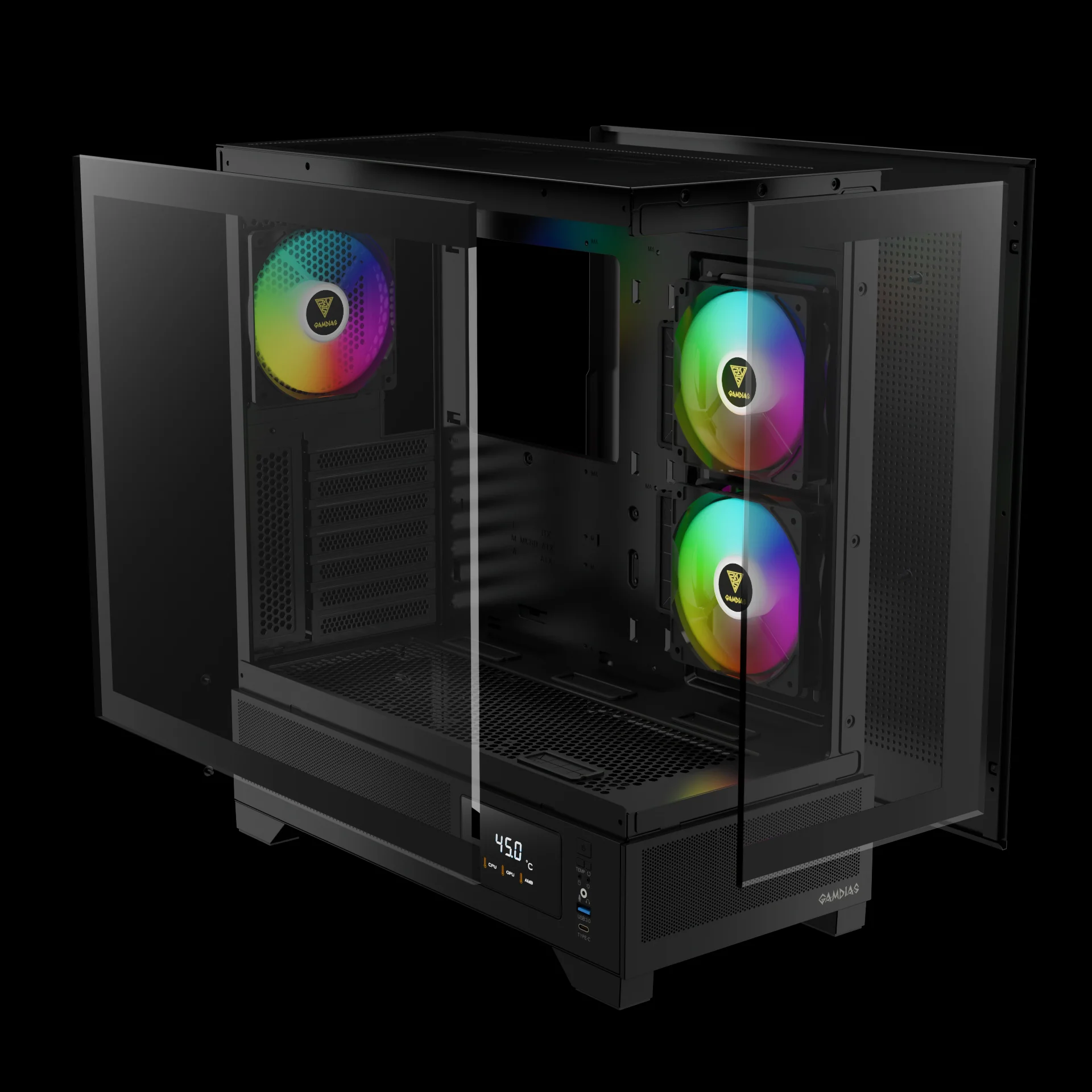 GAMDIAS ATLAS M1 ARGB Mid Tower Gaming Case - Black - Image 7