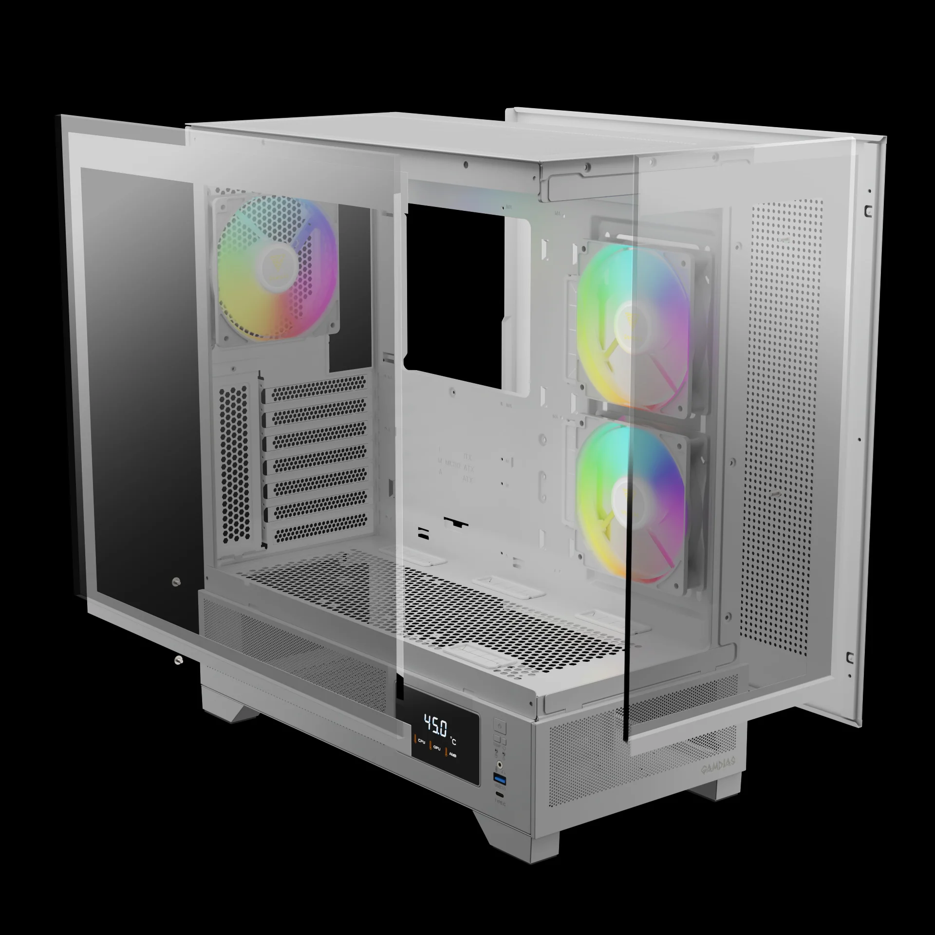 GAMDIAS ATLAS M1 ARGB Mid Tower Gaming Case - White - Image 5