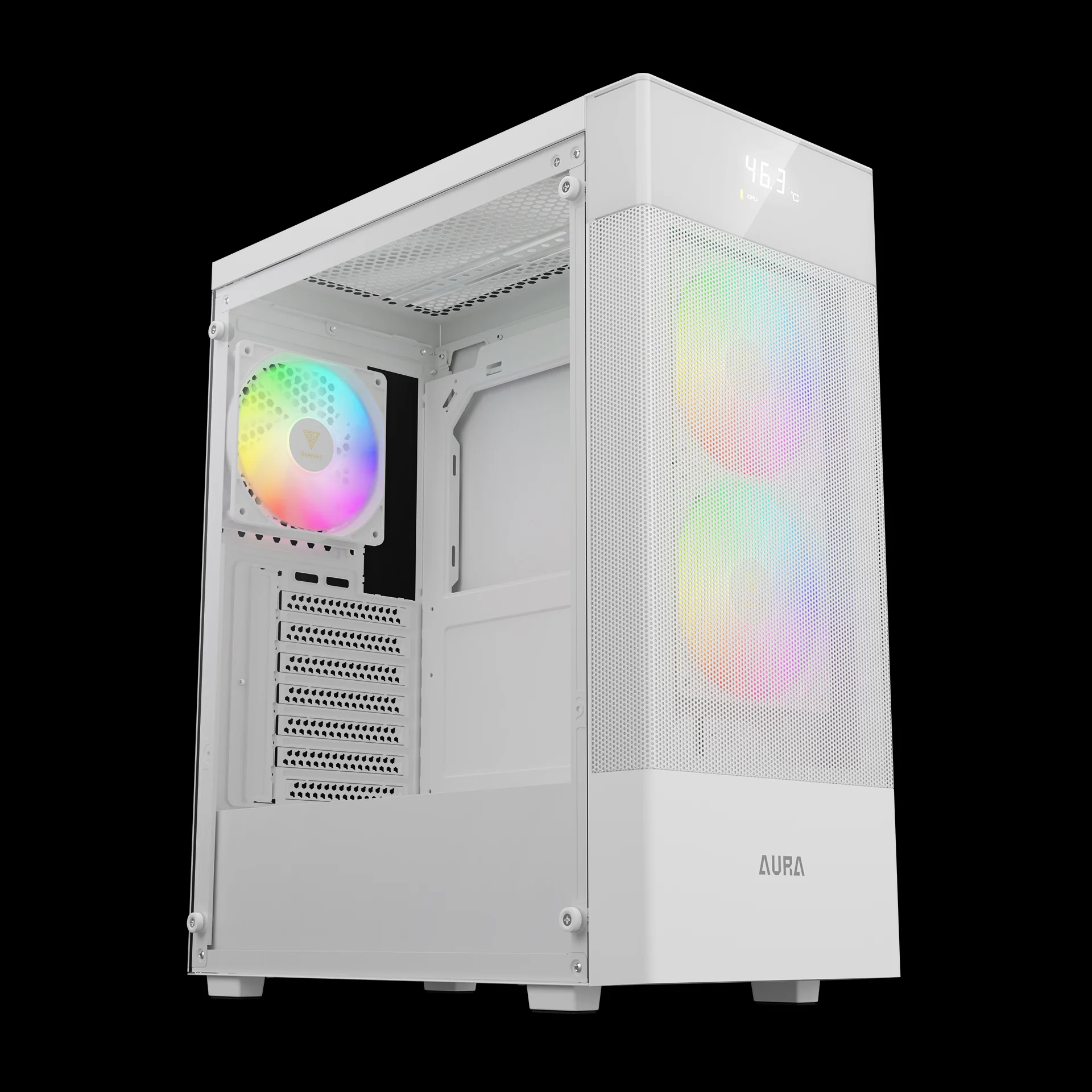 GAMDIAS AURA GC5 ELITE ARGB Mid Tower Gaming Case - White - Image 2