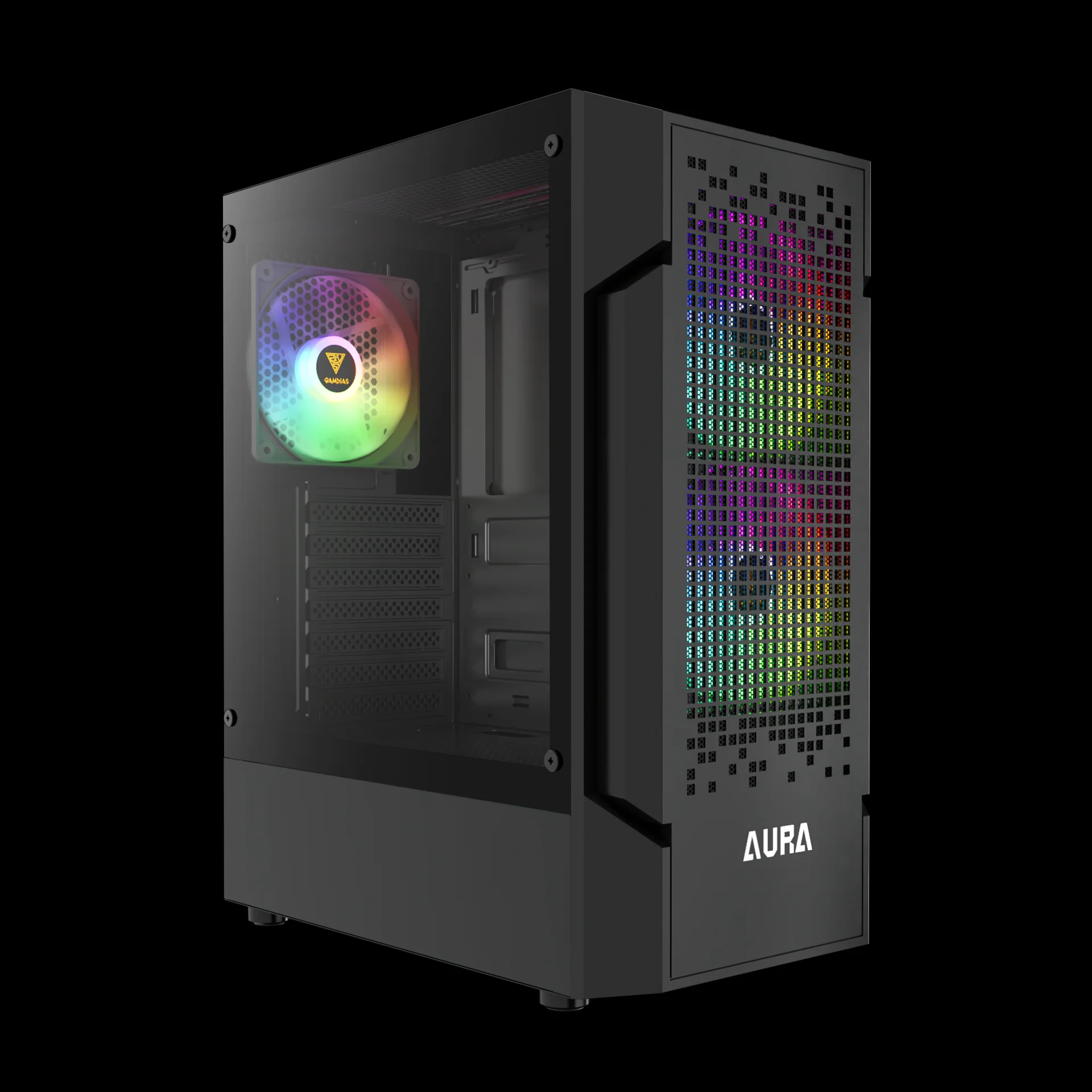 GAMDIAS AURA GC7 ARGB Mid Tower Gaming Case - Black - Image 5