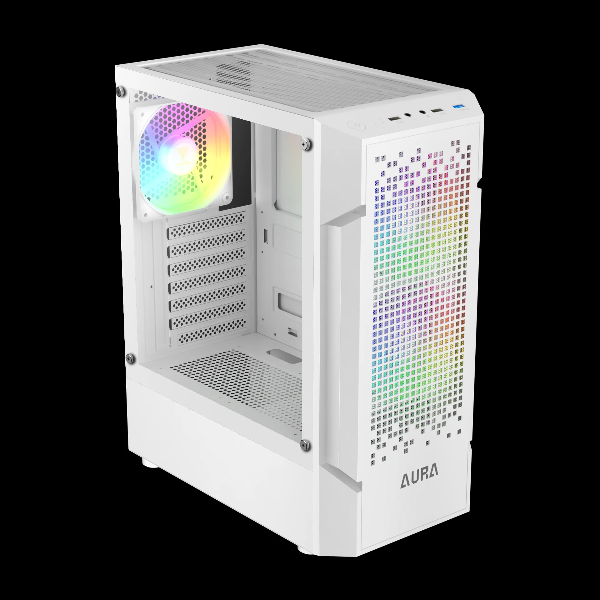 GAMDIAS AURA GC7 ARGB Mid Tower Gaming Case - White - Image 2