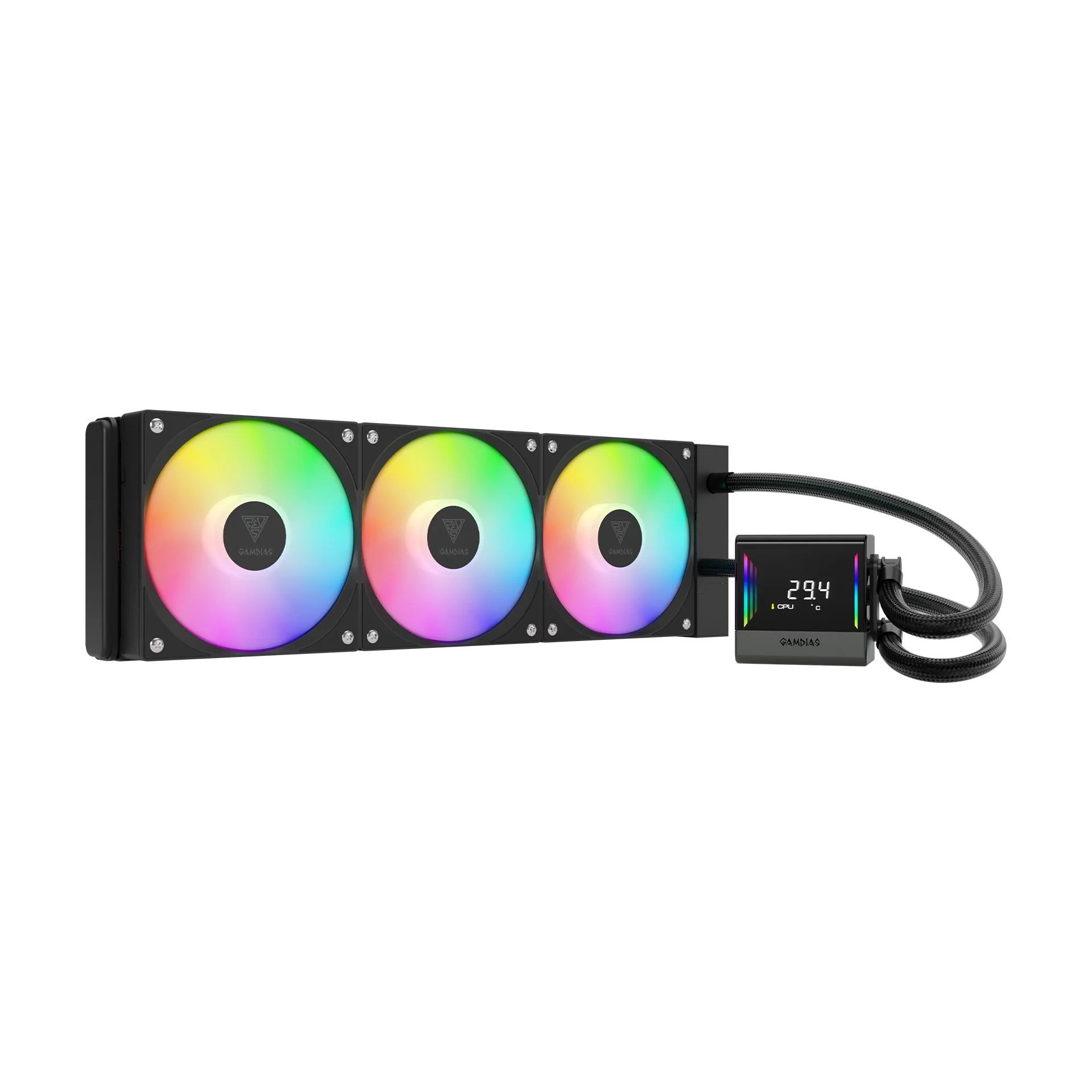 GAMDIAS CHIONE E4-360 AIO Digital Display Infinity Mirror Liquid Cooler - Black