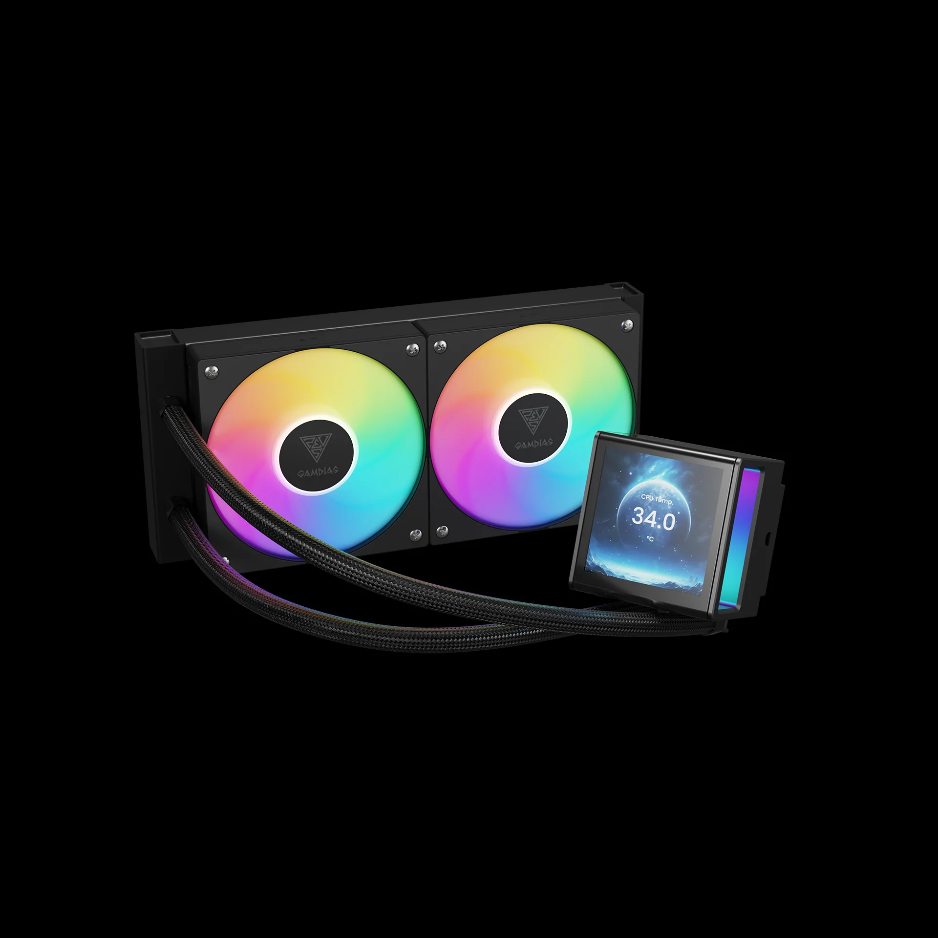 GAMDIAS CHIONE P5-240 ARGB Liquid Cooler with IPS LCD Display - Black - Image 2