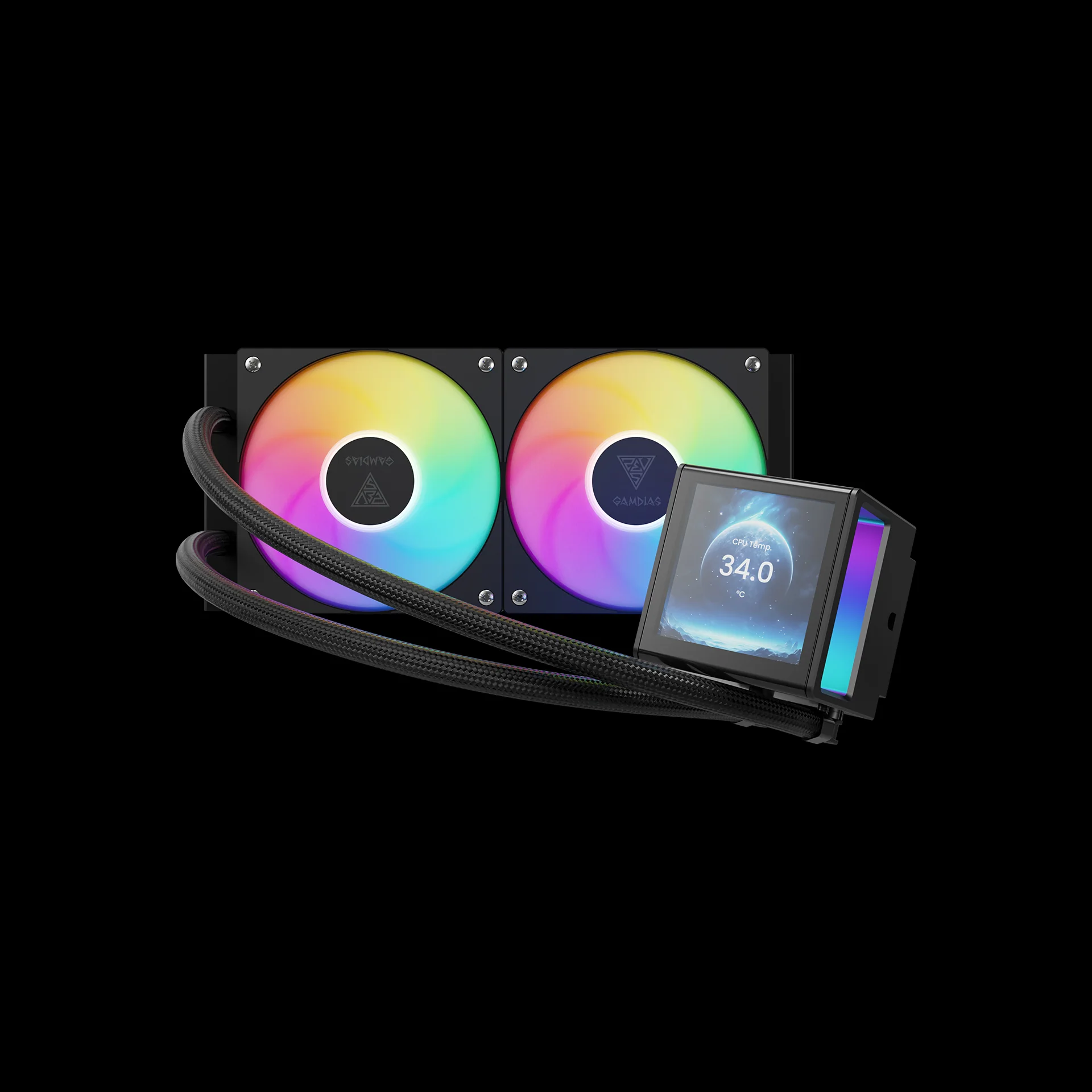 GAMDIAS CHIONE P5-240 ARGB Liquid Cooler with IPS LCD Display - Black - Image 3