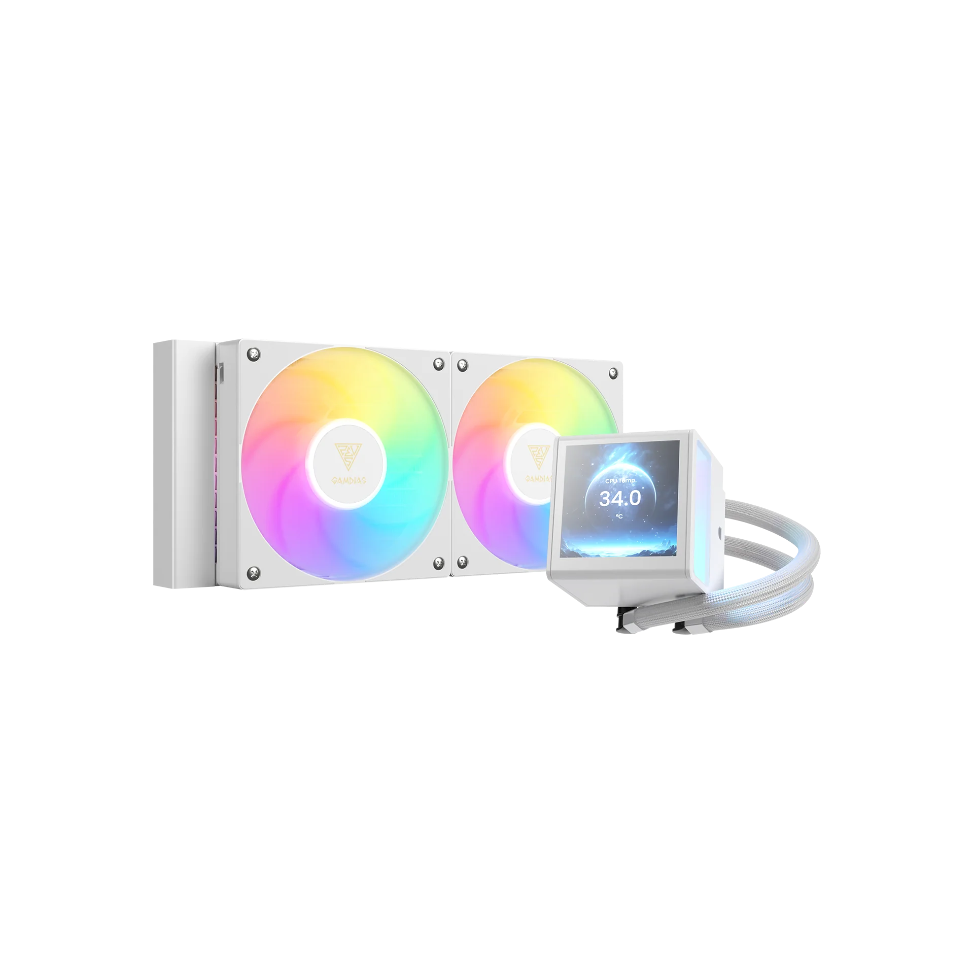 GAMDIAS CHIONE P5-240 ARGB Liquid Cooler with IPS LCD Display - White