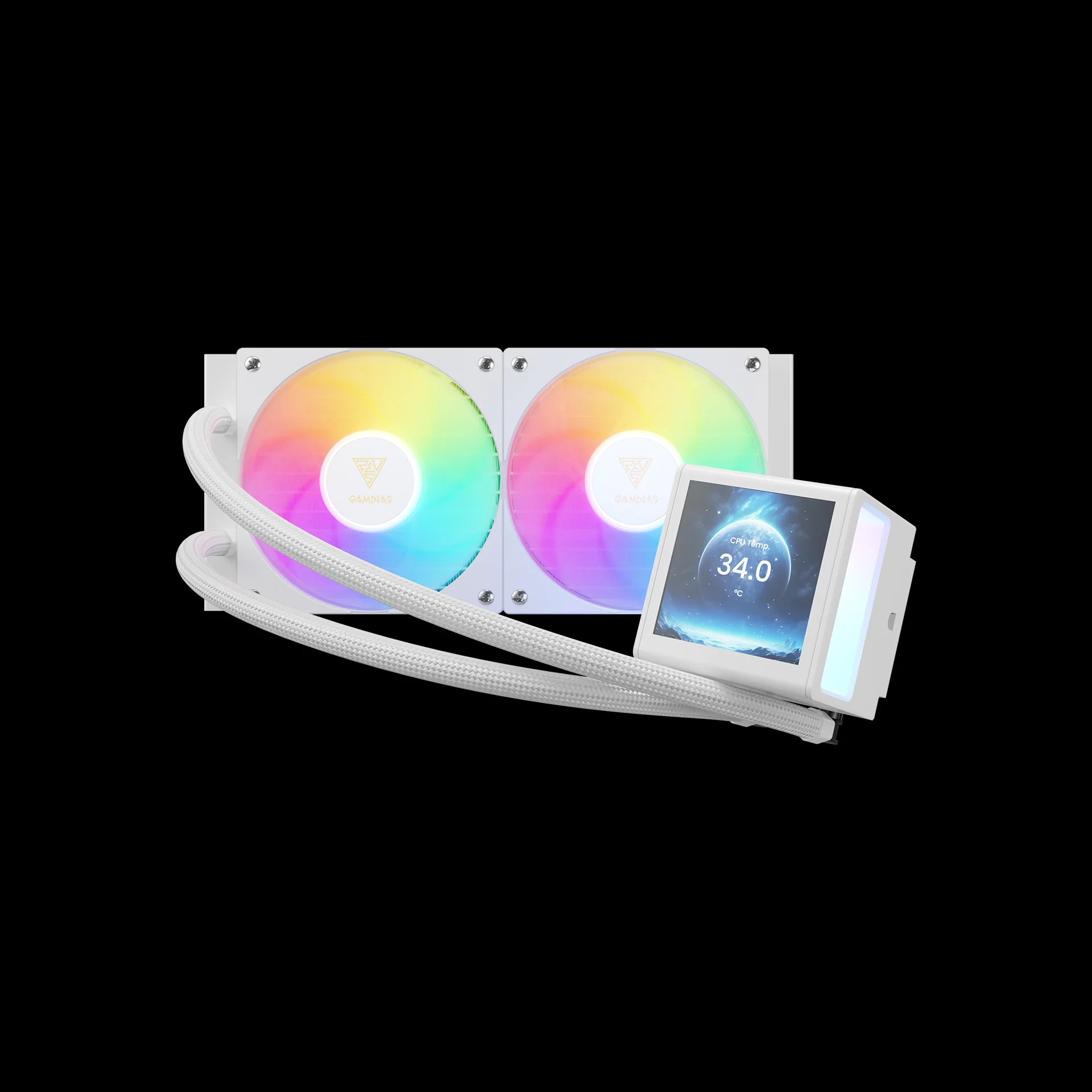 GAMDIAS CHIONE P5-240 ARGB Liquid Cooler with IPS LCD Display - White - Image 2