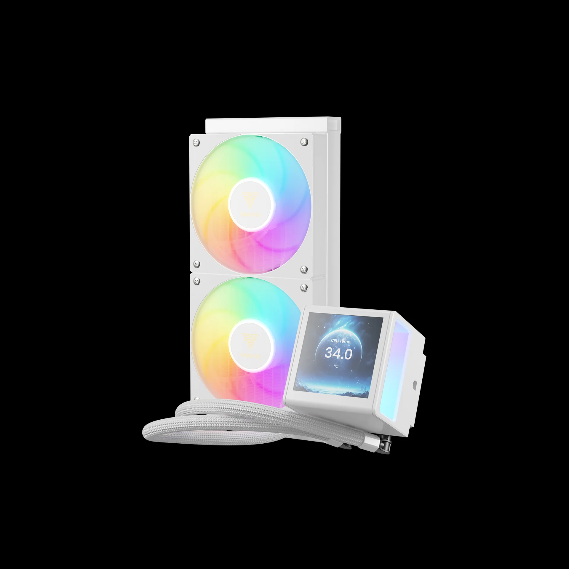 GAMDIAS CHIONE P5-240 ARGB Liquid Cooler with IPS LCD Display - White - Image 4