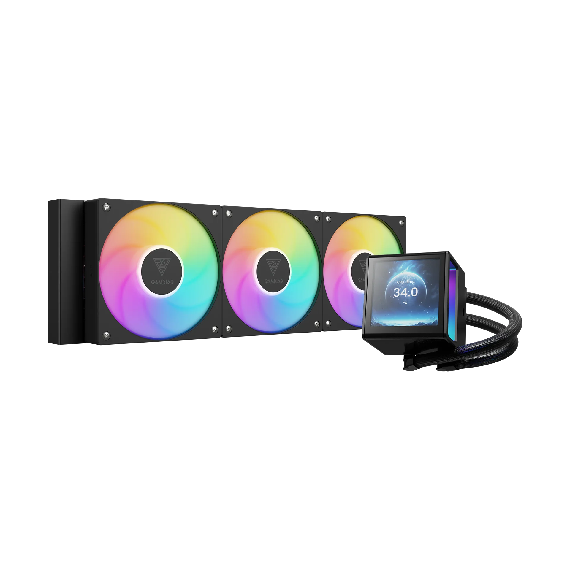 GAMDIAS CHIONE P5-360 ARGB Liquid Cooler with IPS LCD Display - Black