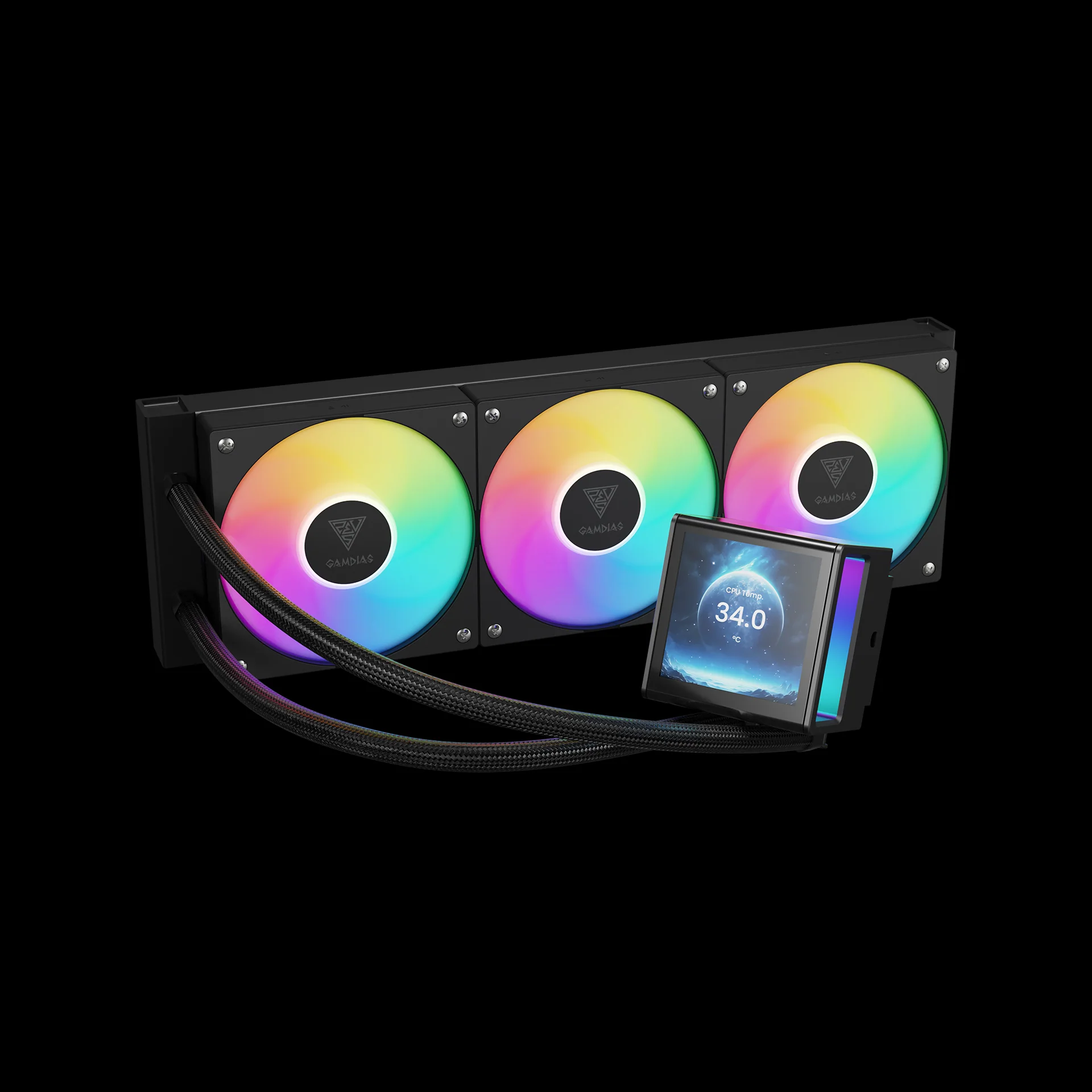 GAMDIAS CHIONE P5-360 ARGB Liquid Cooler with IPS LCD Display - Black - Image 5
