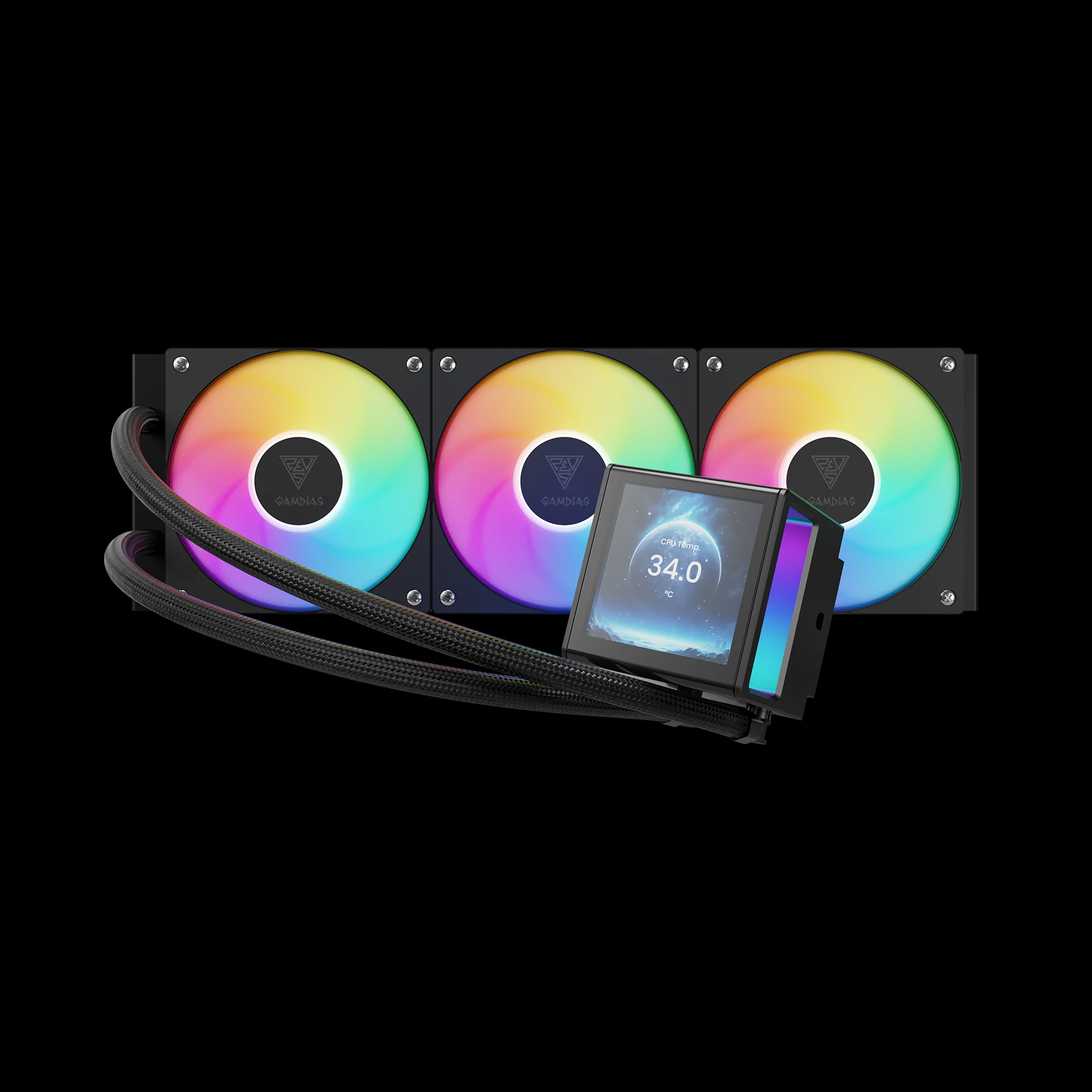 GAMDIAS CHIONE P5-360 ARGB Liquid Cooler with IPS LCD Display - Black - Image 7