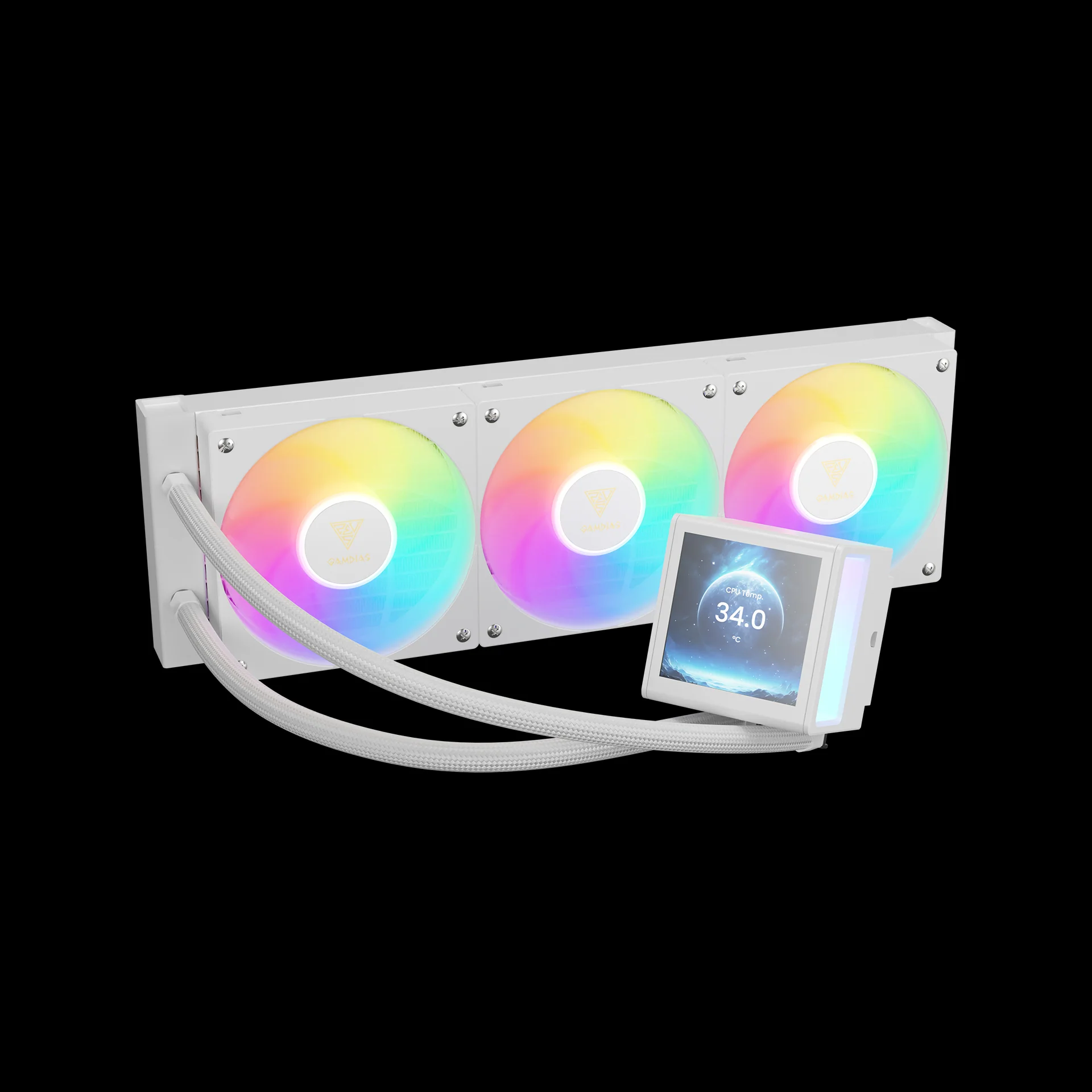 GAMDIAS CHIONE P5-360 ARGB Liquid Cooler with IPS LCD Display - White - Image 2
