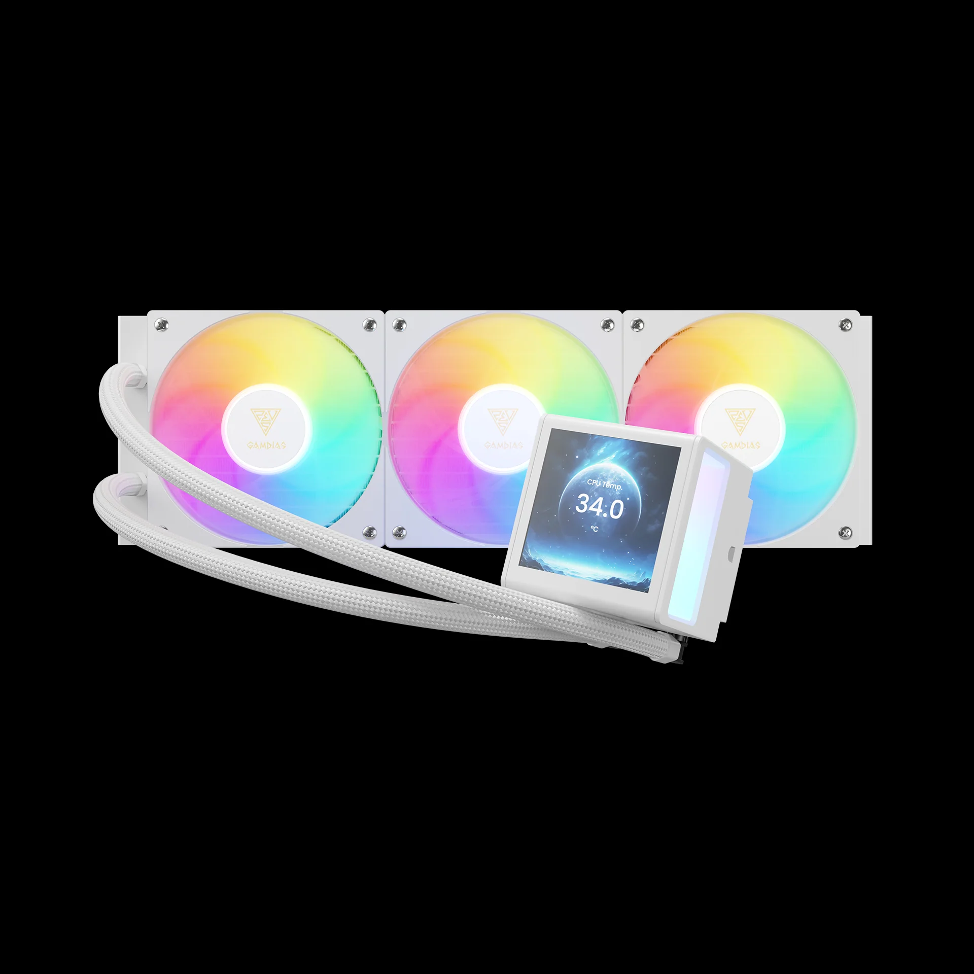 GAMDIAS CHIONE P5-360 ARGB Liquid Cooler with IPS LCD Display - White - Image 5