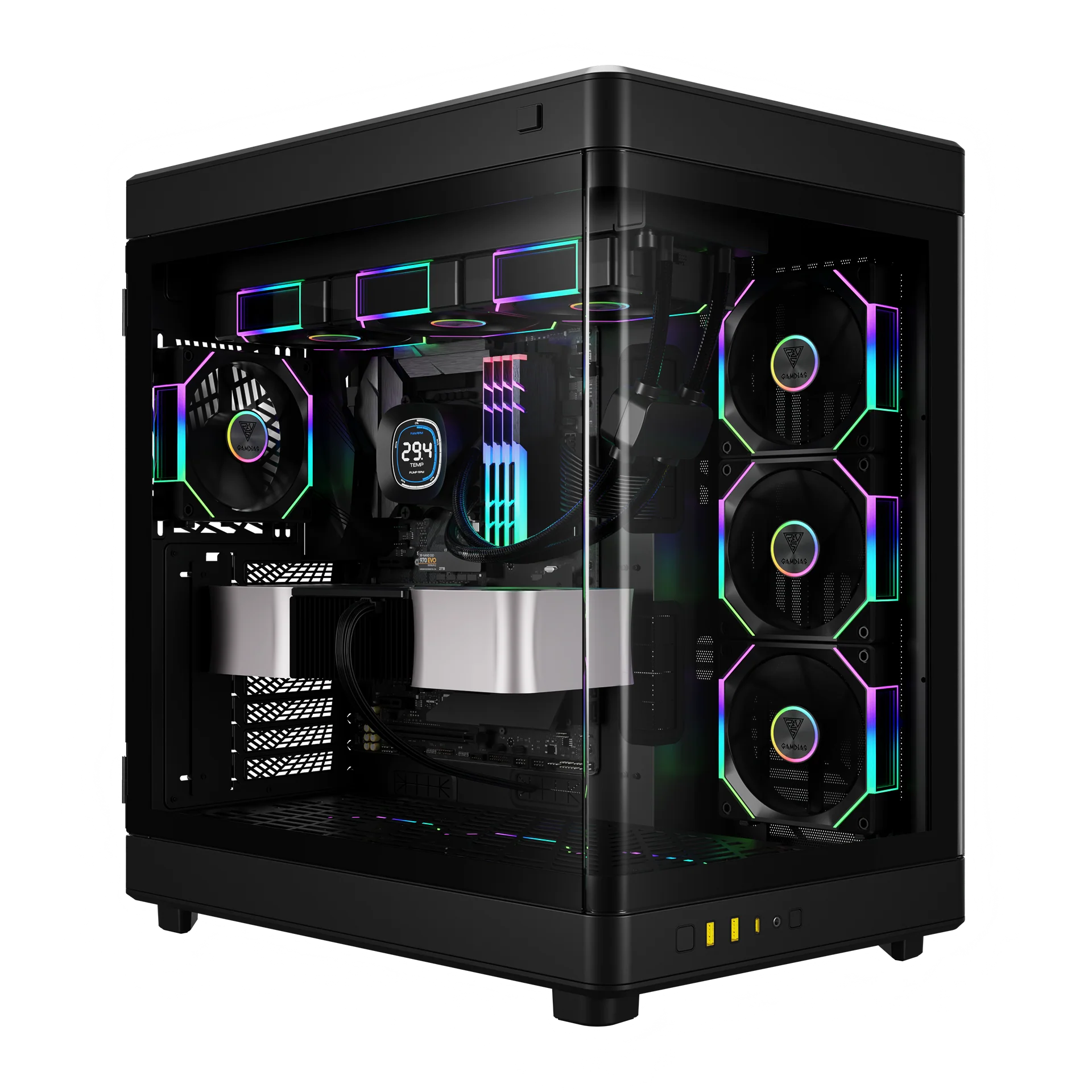GAMDIAS NESO P1 PRO ARGB Full ARGB Gaming Case - Black