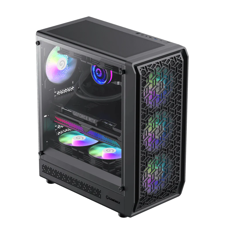 GAMEMAX Forge AB Black Tempered Glass USB3.0 and Type C Mid Tower 6 x ARGB Fans (Pre-Installed) ATX Gaming Case - Image 3