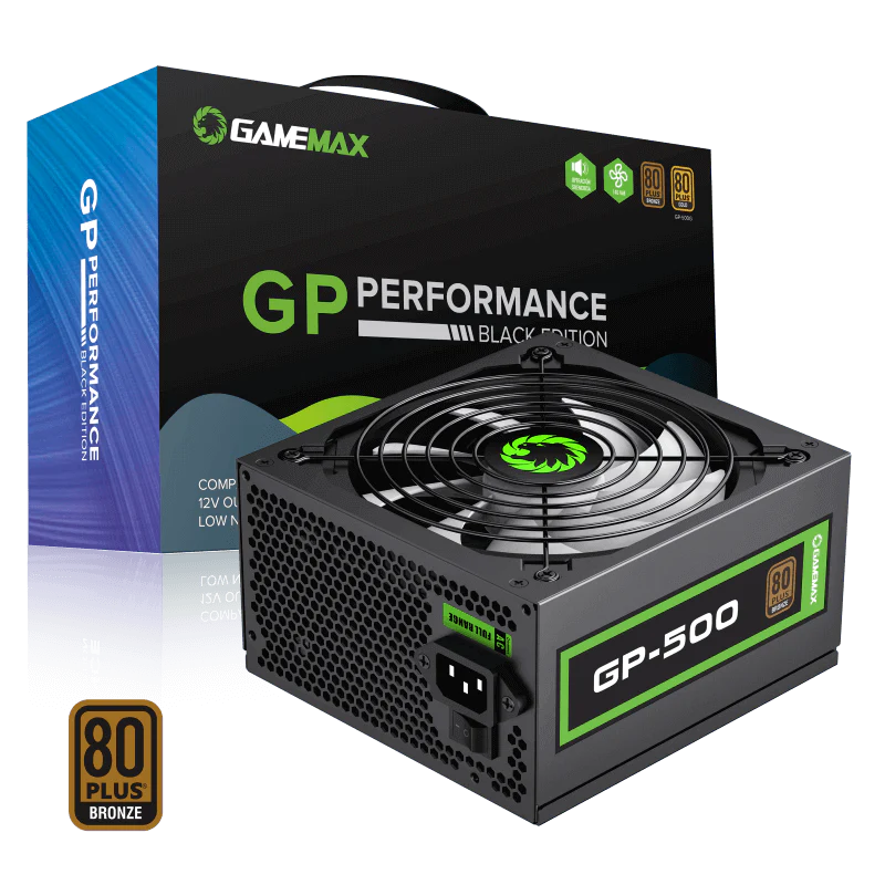 GameMax GP-500 500W 80+ Bronze Power Supply - Black