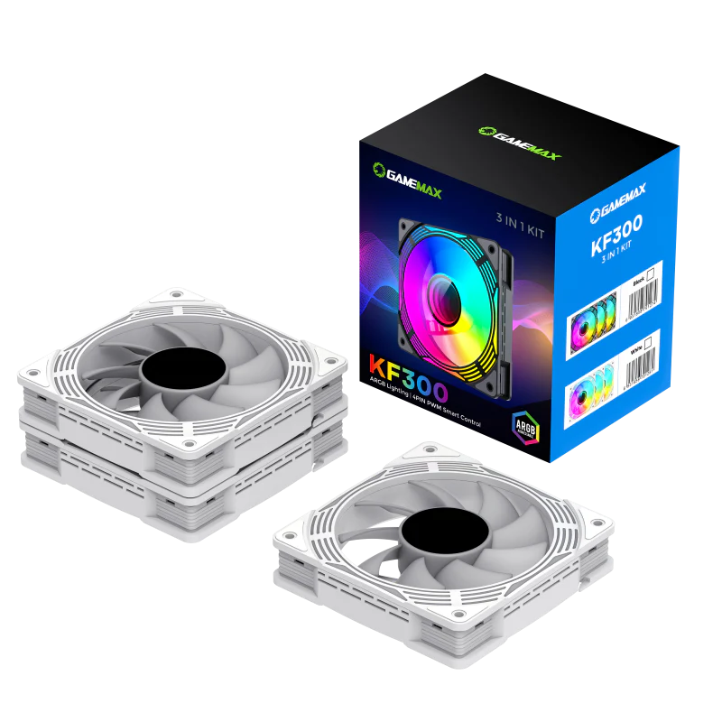 GAMEMAX KF300 WH, 120mm White frame ARGB Fan 3 in 1 Kit - Image 3