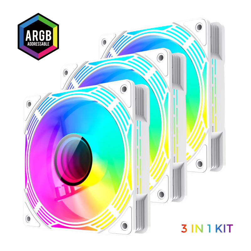 GAMEMAX KF300 WH, 120mm White frame ARGB Fan 3 in 1 Kit - Image 4