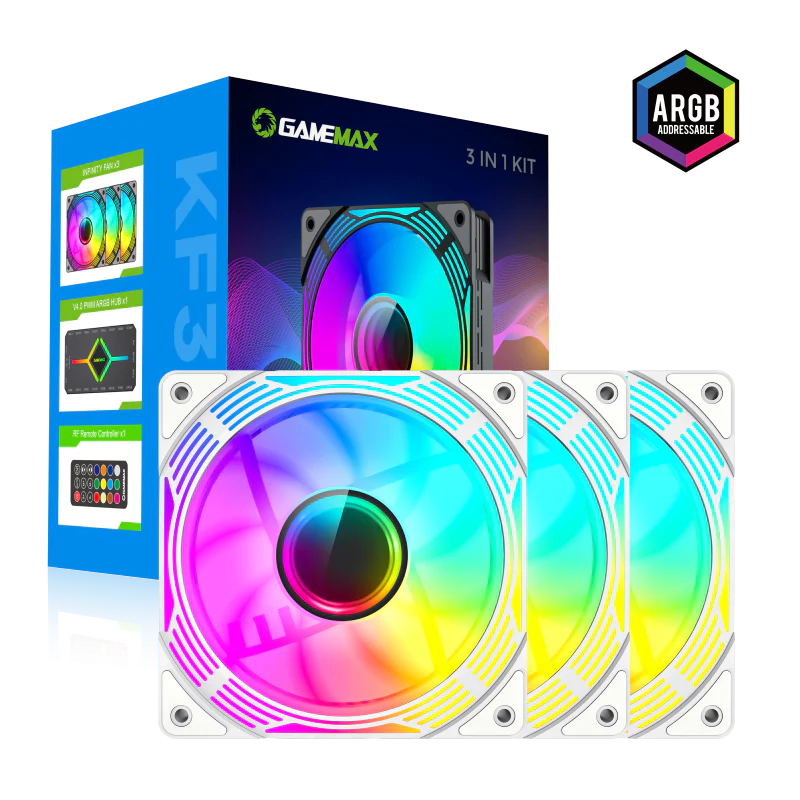 GAMEMAX KF300 WH, 120mm White frame ARGB Fan 3 in 1 Kit - Image 5