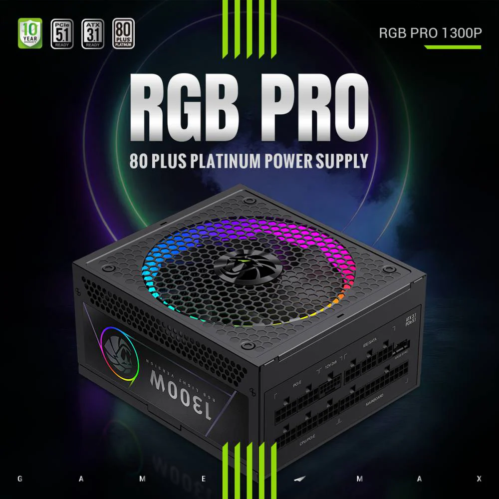GAMEMAX RGB PRO 1300P BLACK  POWER SUPPLY - Image 3