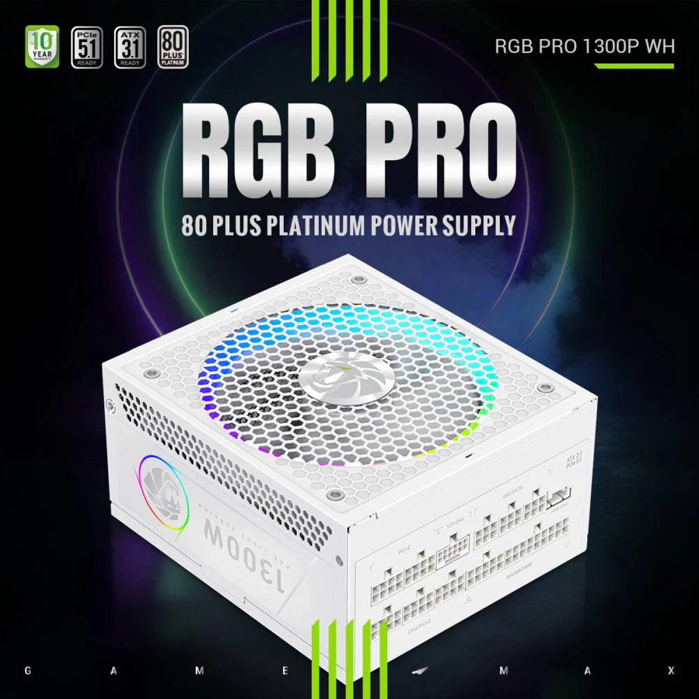 GAMEMAX RGB PRO 1300P WHITE POWER SUPPLY - Image 5